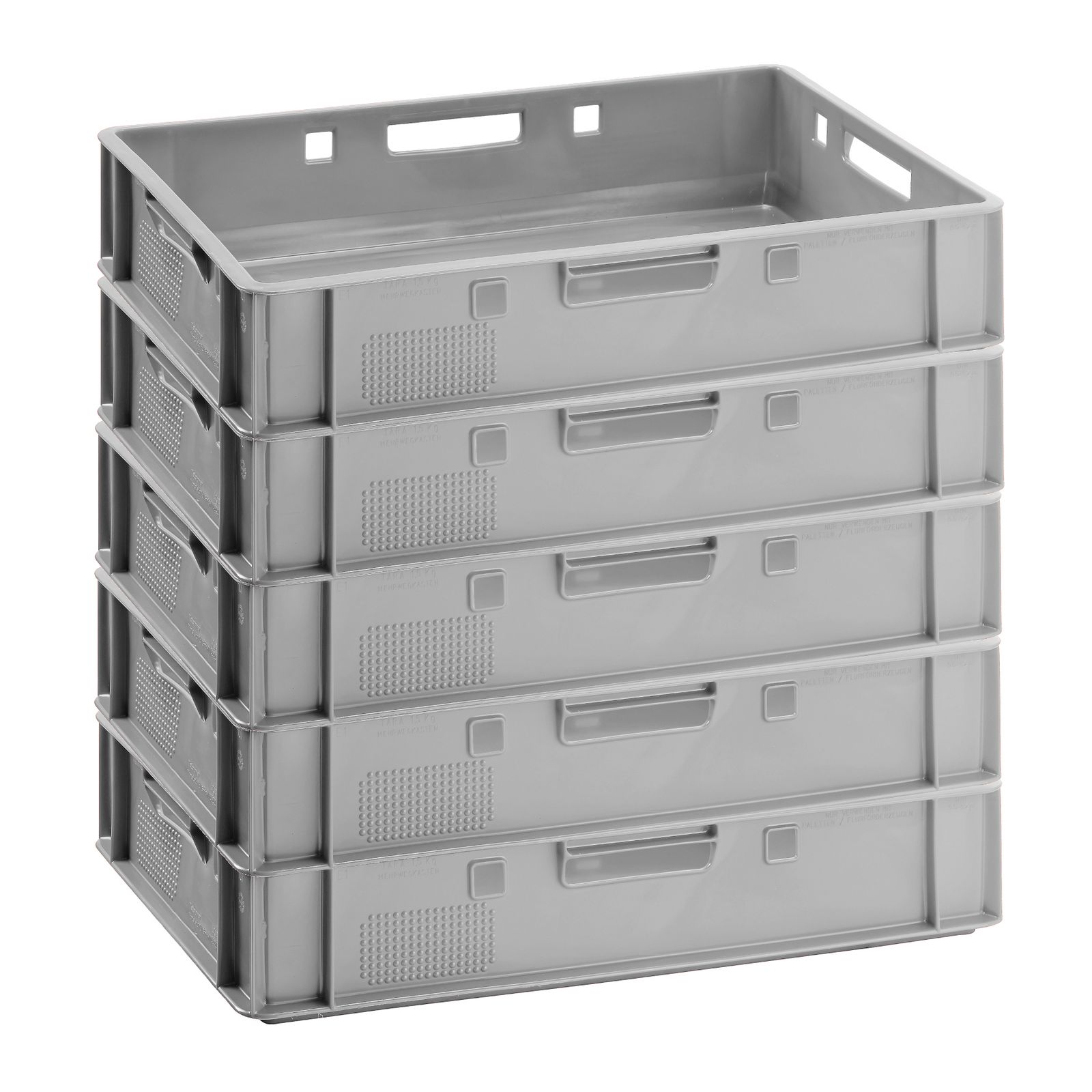 BURI Fleischerkiste E1 Metzgerkiste 5x Fleischkiste flach 60x40x12,5 grau 