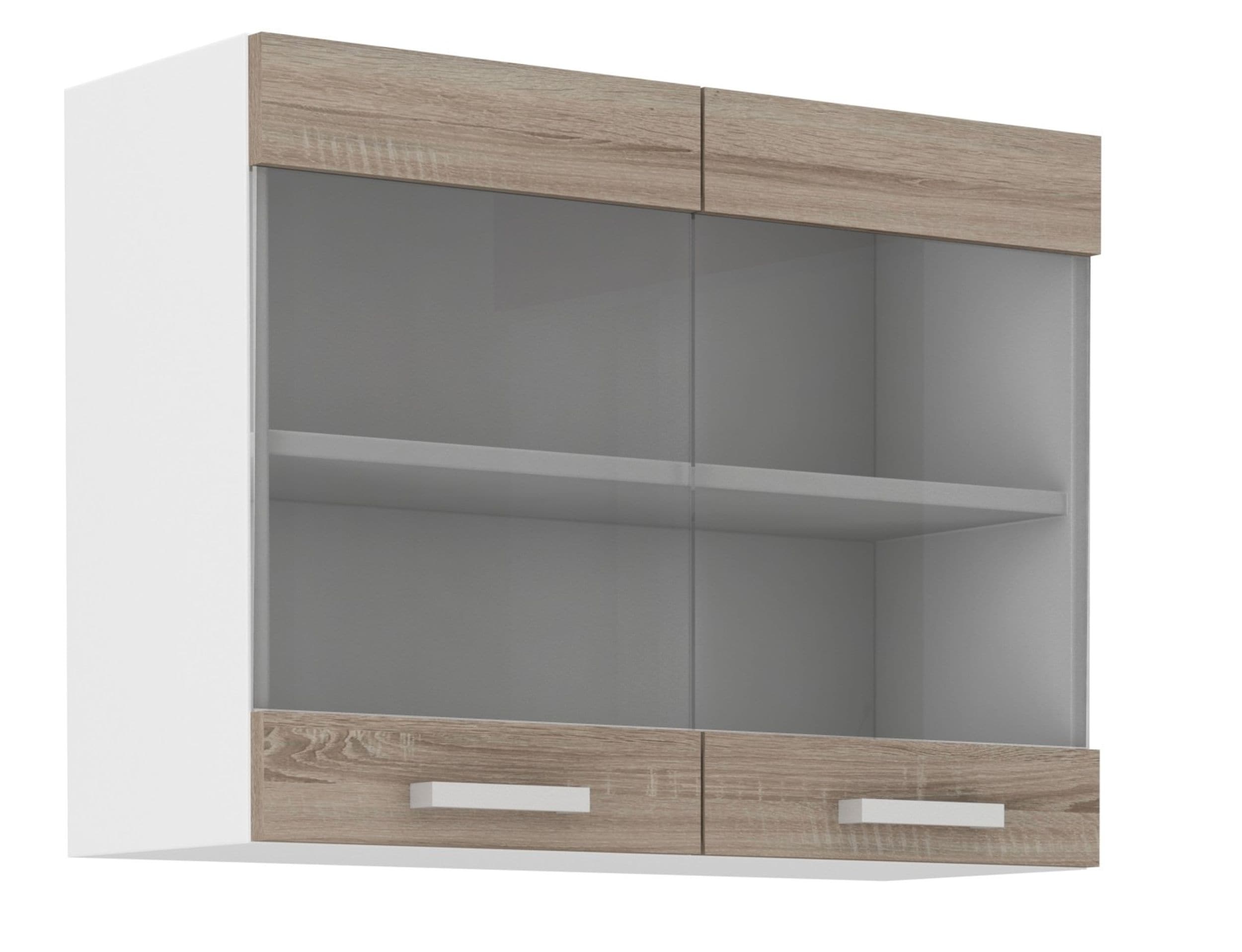 K&uuml;chen Glash&auml;ngeschrank 80 cm f&uuml;r das Modell &bdquo;Dave 240 Eiche Sonoma Tr&uuml;ffel&ldquo; 
