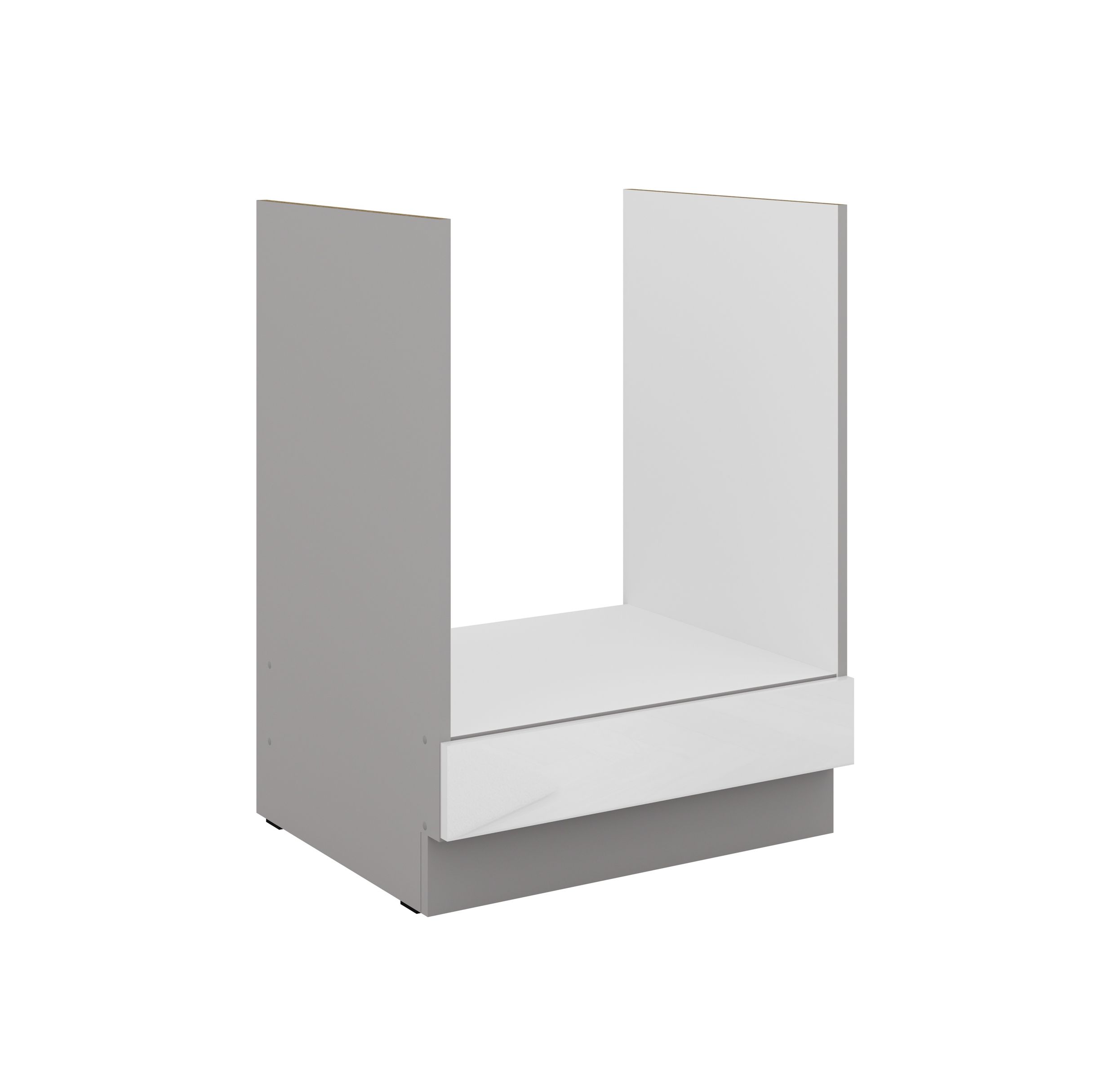 Herd Unterschrank 60 Bianca Wei&szlig; Hochglanz + Grau K&uuml;chenzeile K&uuml;chenblock 