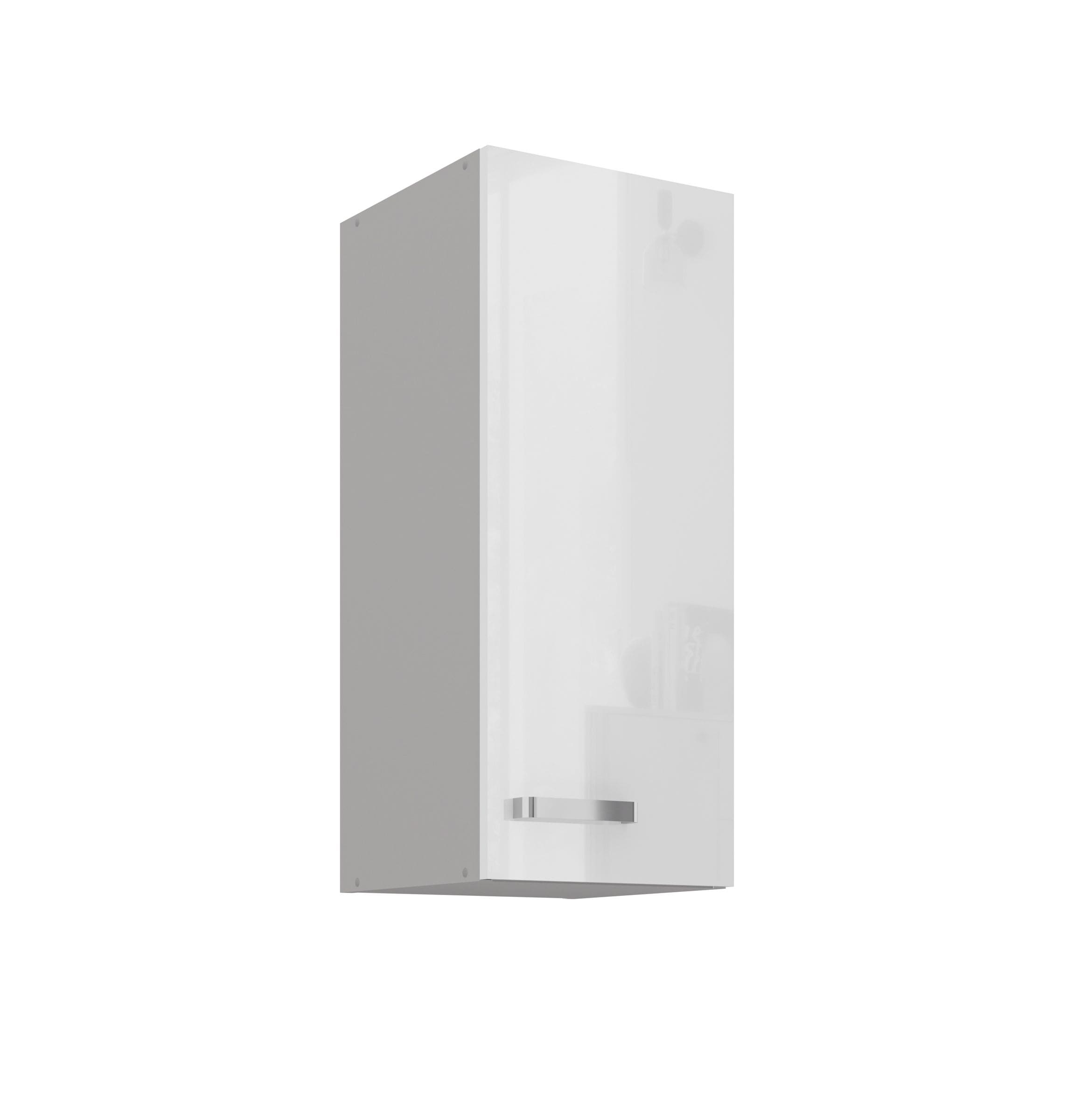 K&uuml;che H&auml;ngeschrank 30 Bianca Wei&szlig; Hochglanz + Grau K&uuml;chenzeile K&uuml;chenblock 