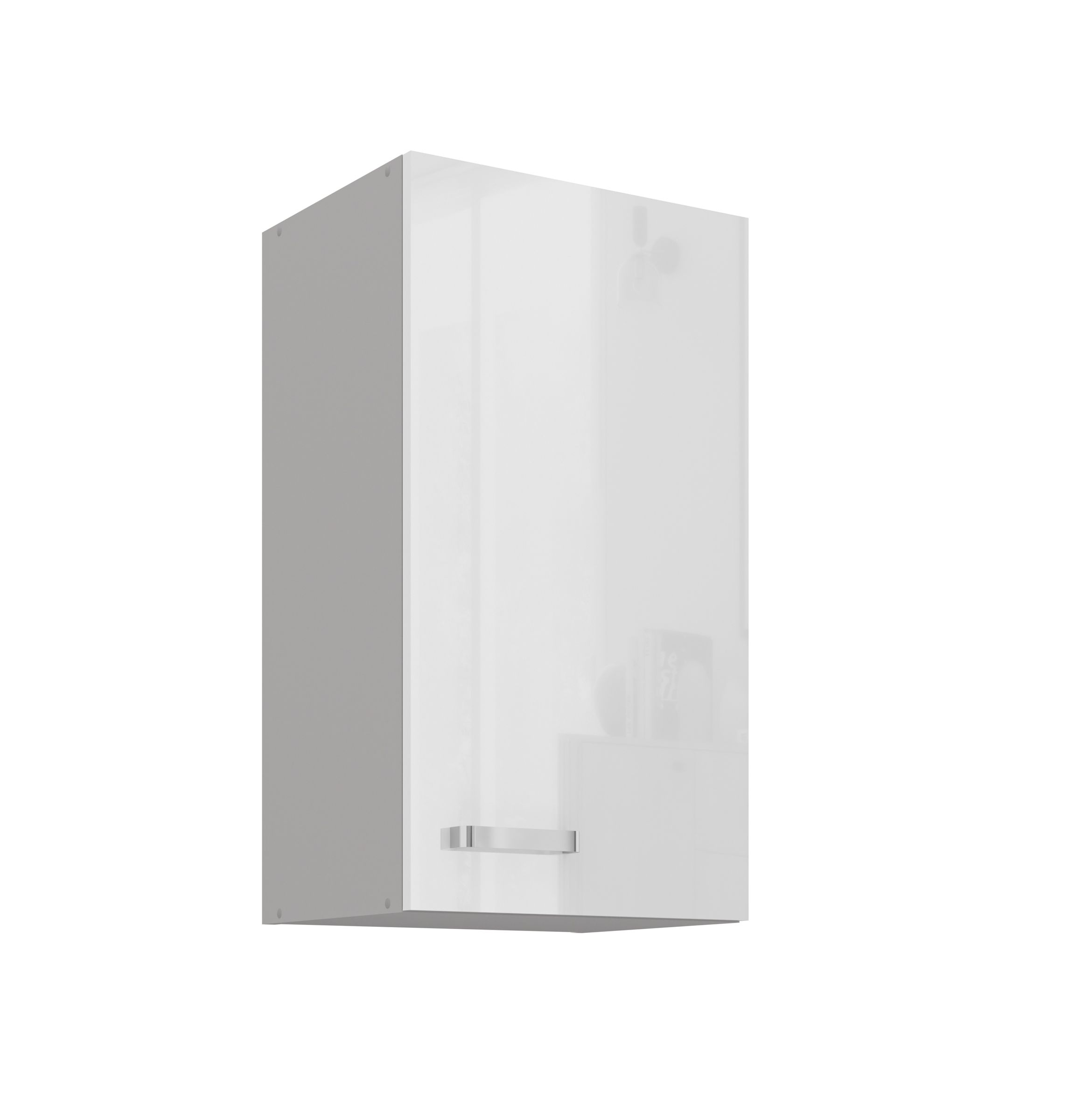 K&uuml;che H&auml;ngeschrank 40 Bianca Wei&szlig; Hochglanz + Grau K&uuml;chenzeile K&uuml;chenblock 