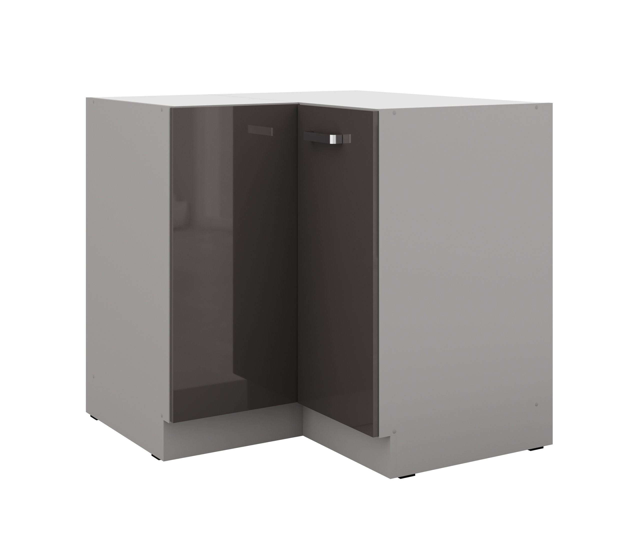 Eckunterschrank 90x90 Hochglanz Grau K&uuml;chenzeile K&uuml;chenblock K&uuml;che Grey Bianca 