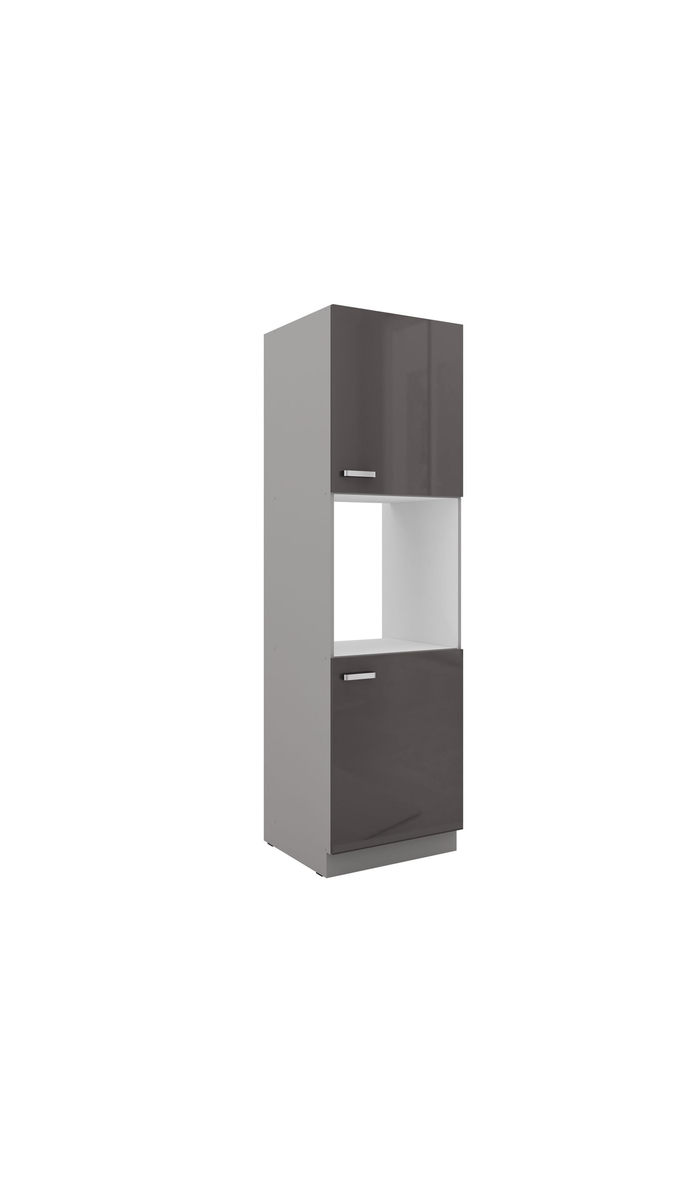 K&uuml;chen Hochschrank 60cm Hochglanz Grau K&uuml;chenzeile K&uuml;chenblock K&uuml;che Grey Bianca 