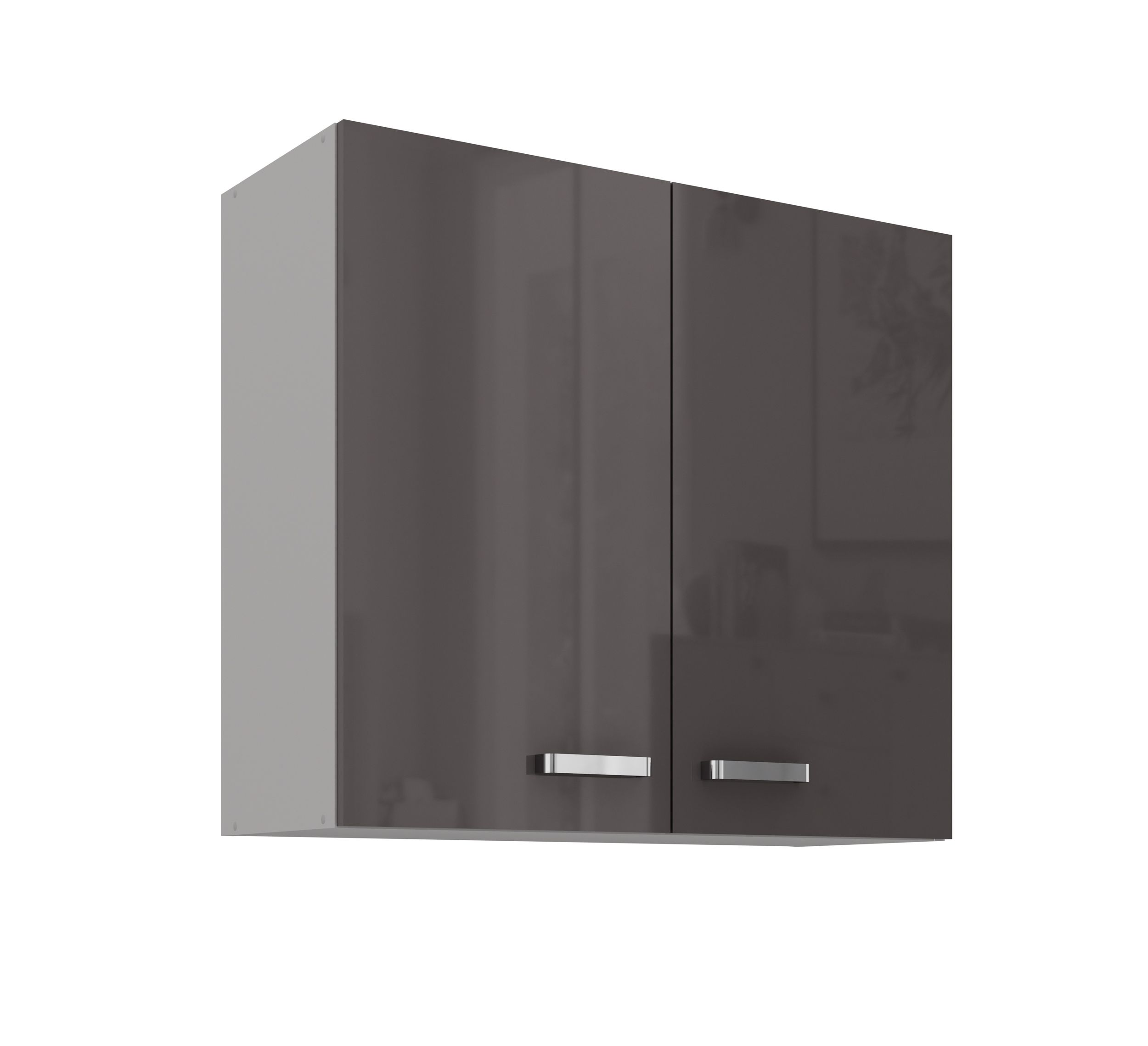 K&uuml;chen H&auml;ngeschrank 80 Hochglanz Grau K&uuml;chenzeile K&uuml;chenblock K&uuml;che Grey Bianca 
