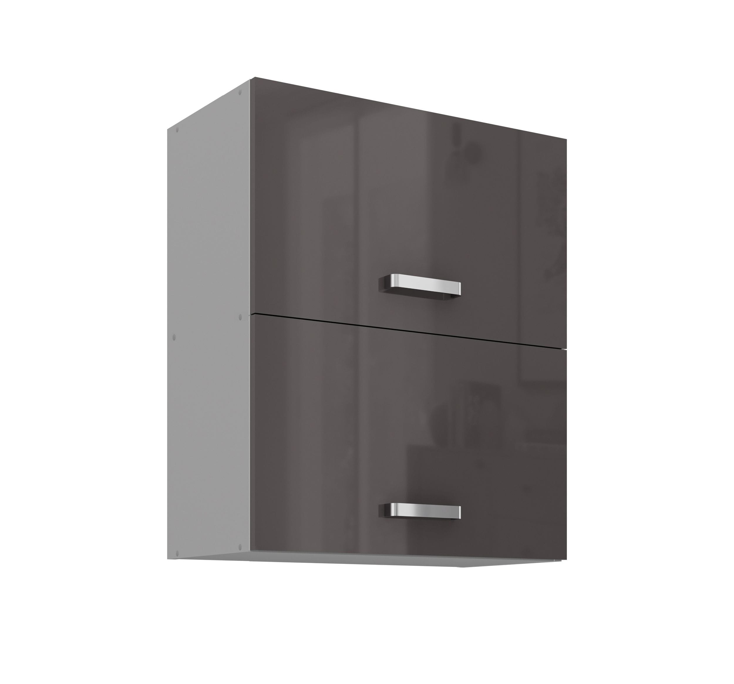 K&uuml;chen H&auml;ngeschrank 60 Hochglanz Grau K&uuml;chenzeile K&uuml;chenblock K&uuml;che Grey Bianca 