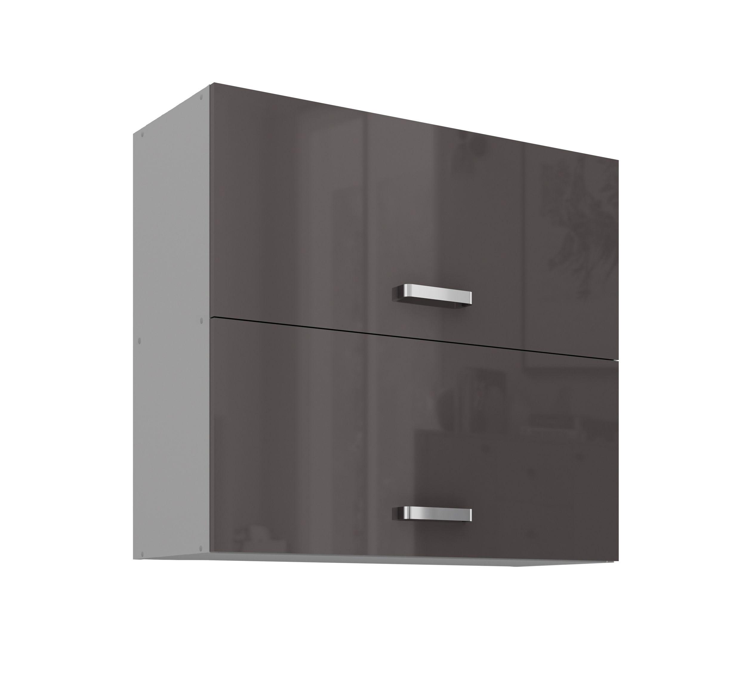 K&uuml;chen H&auml;ngeschrank 80 Hochglanz Grau K&uuml;chenzeile K&uuml;chenblock K&uuml;che Grey Bianca 