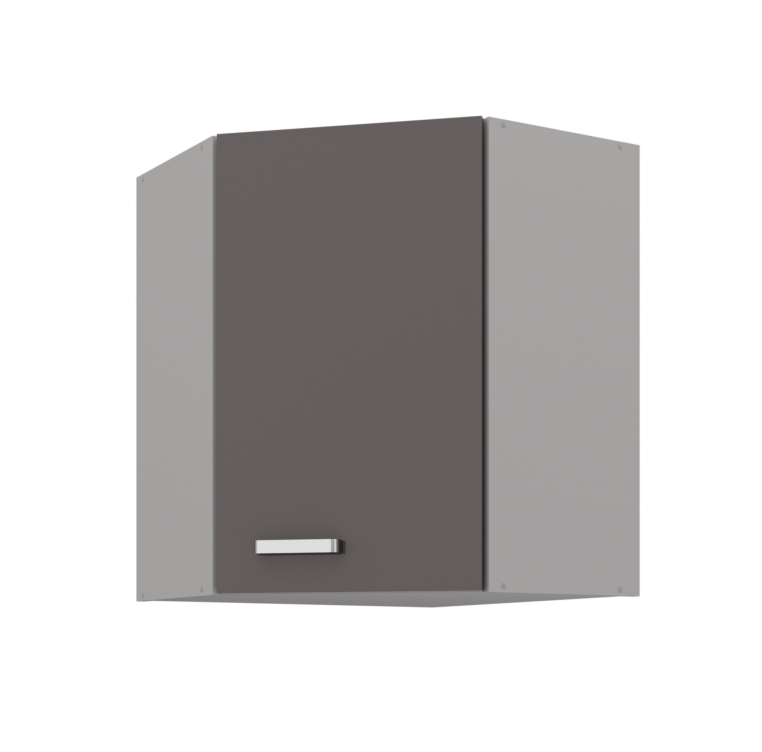 Eckh&auml;ngeschrank 60x60 Hochglanz Grau K&uuml;chenzeile K&uuml;chenblock K&uuml;che Grey Bianca 