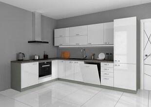 Küche Bianca Ecke I 210x330 cm Küchenzeile in Hochglanz weiß Küchenblock 