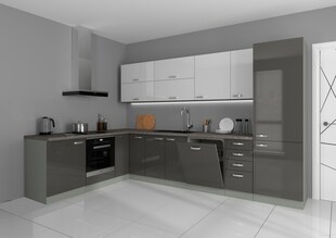 Küche Bianca Ecke IV 210x330 Küchenzeile Hochglanz Grau Weiss Küchenblock Grey 