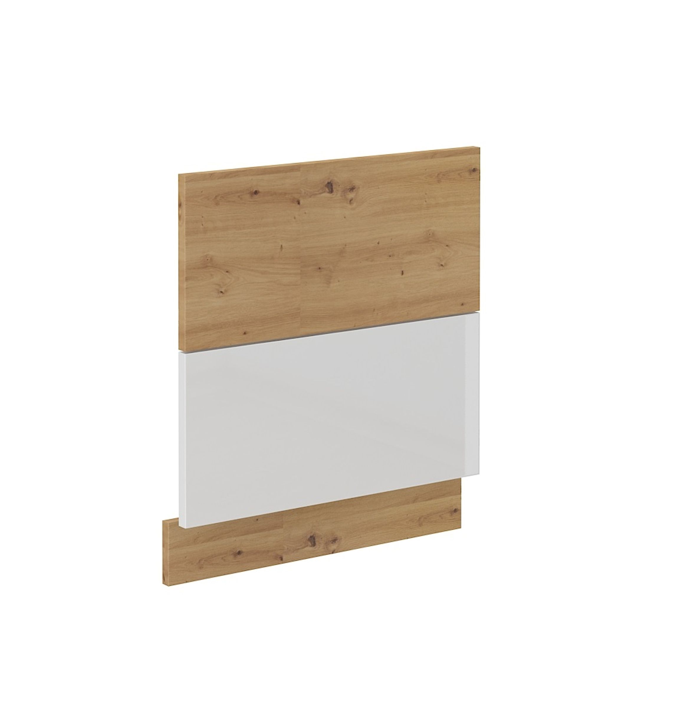 Frontblende f&uuml;r integrierten Geschirrsp&uuml;ler 60 cm Eiche Artisan + Wei&szlig; Hochglanz 