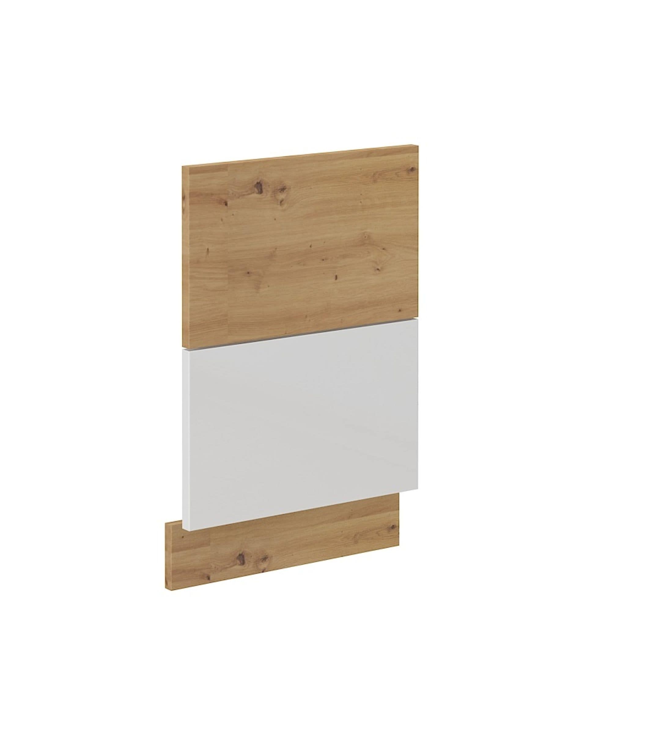 Frontblende f&uuml;r integrierten Geschirrsp&uuml;ler 45 cm Eiche Artisan + Wei&szlig; Hochglanz 