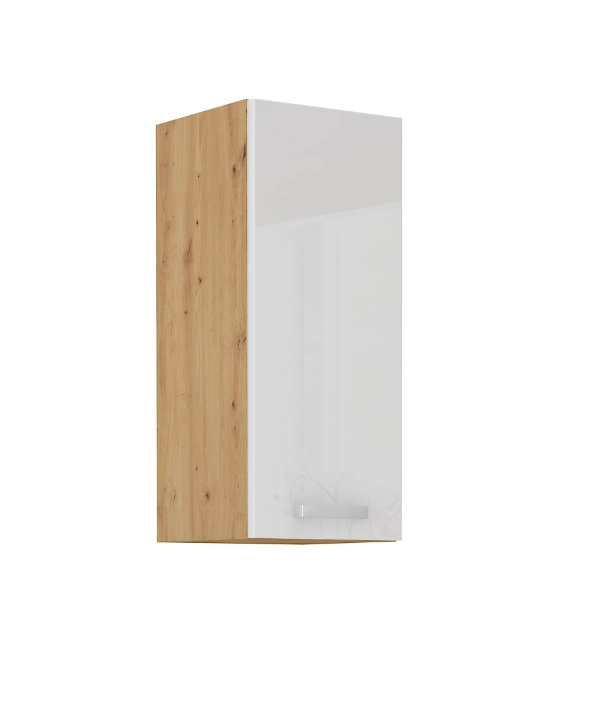H&auml;ngeschrank 30 cm Eiche Artisan + Wei&szlig; Hochglanz K&uuml;chenzeile K&uuml;chenblock K&uuml;che 