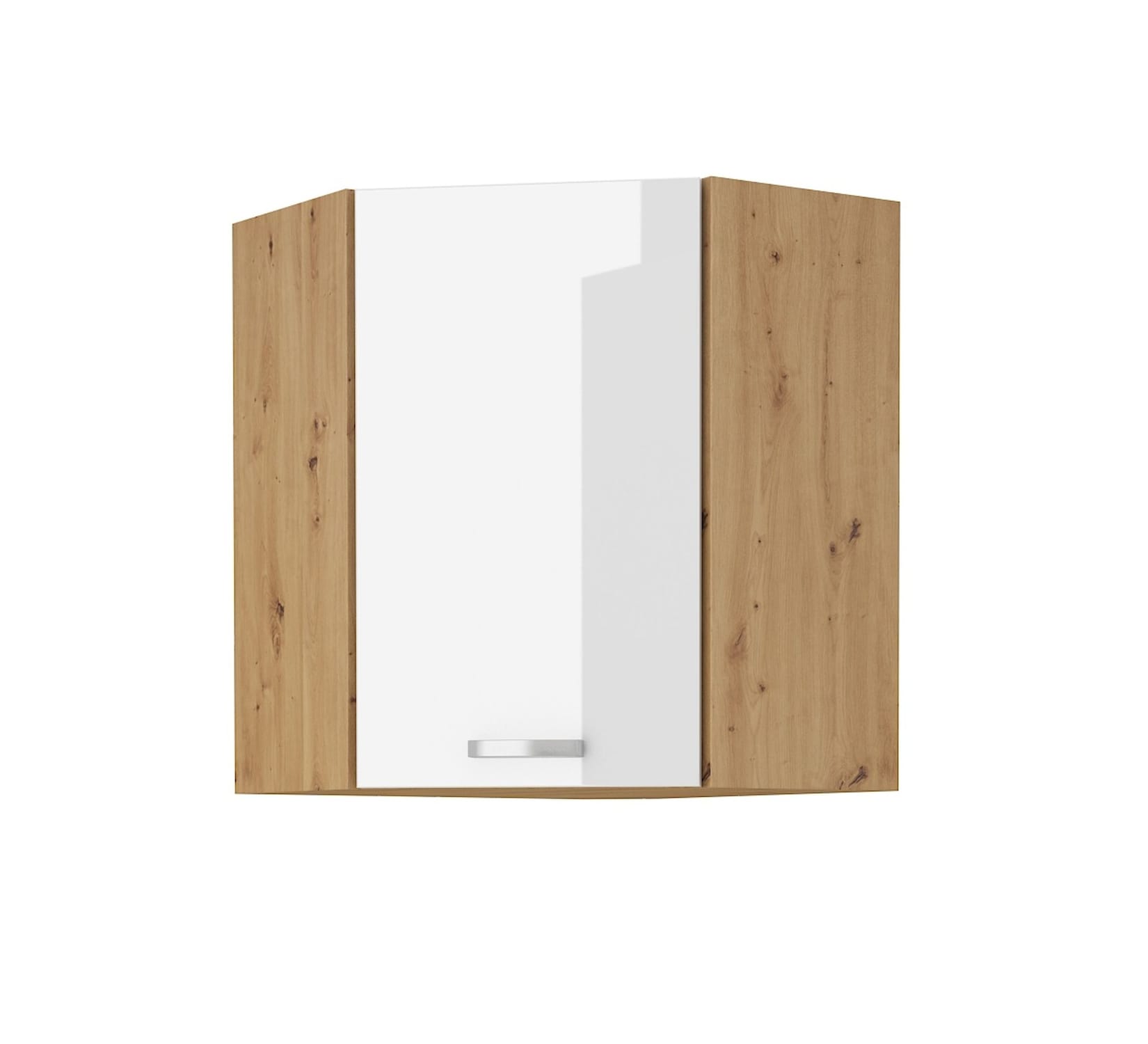 Eckhängeschrank 60x60 Eiche Artisan Weiß Hochglanz Küchenzeile Küchenblock Küche