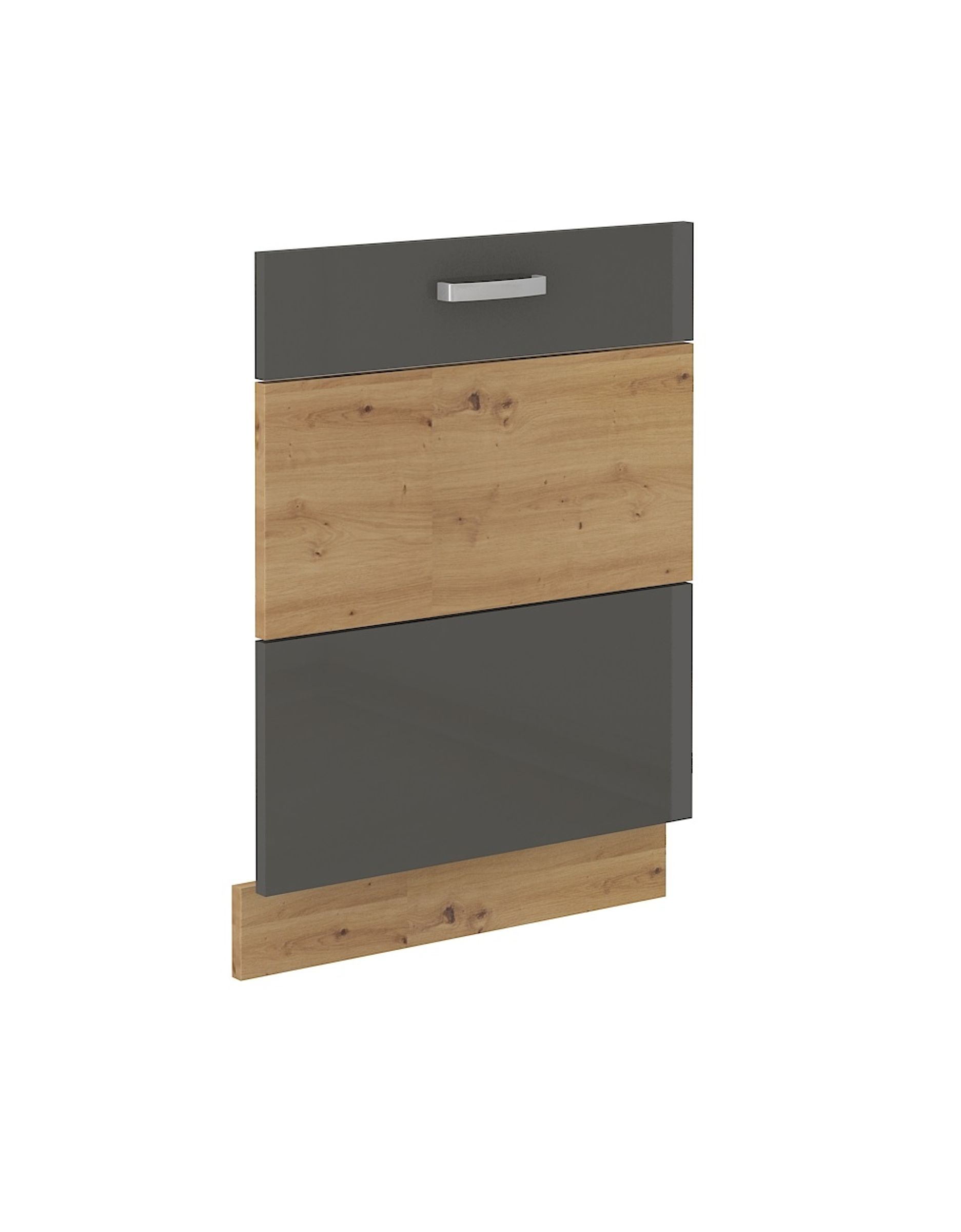 Frontblende f&uuml;r vollintegrierten Geschirrsp&uuml;ler 60 Eiche Artisan Grau Hochglanz 