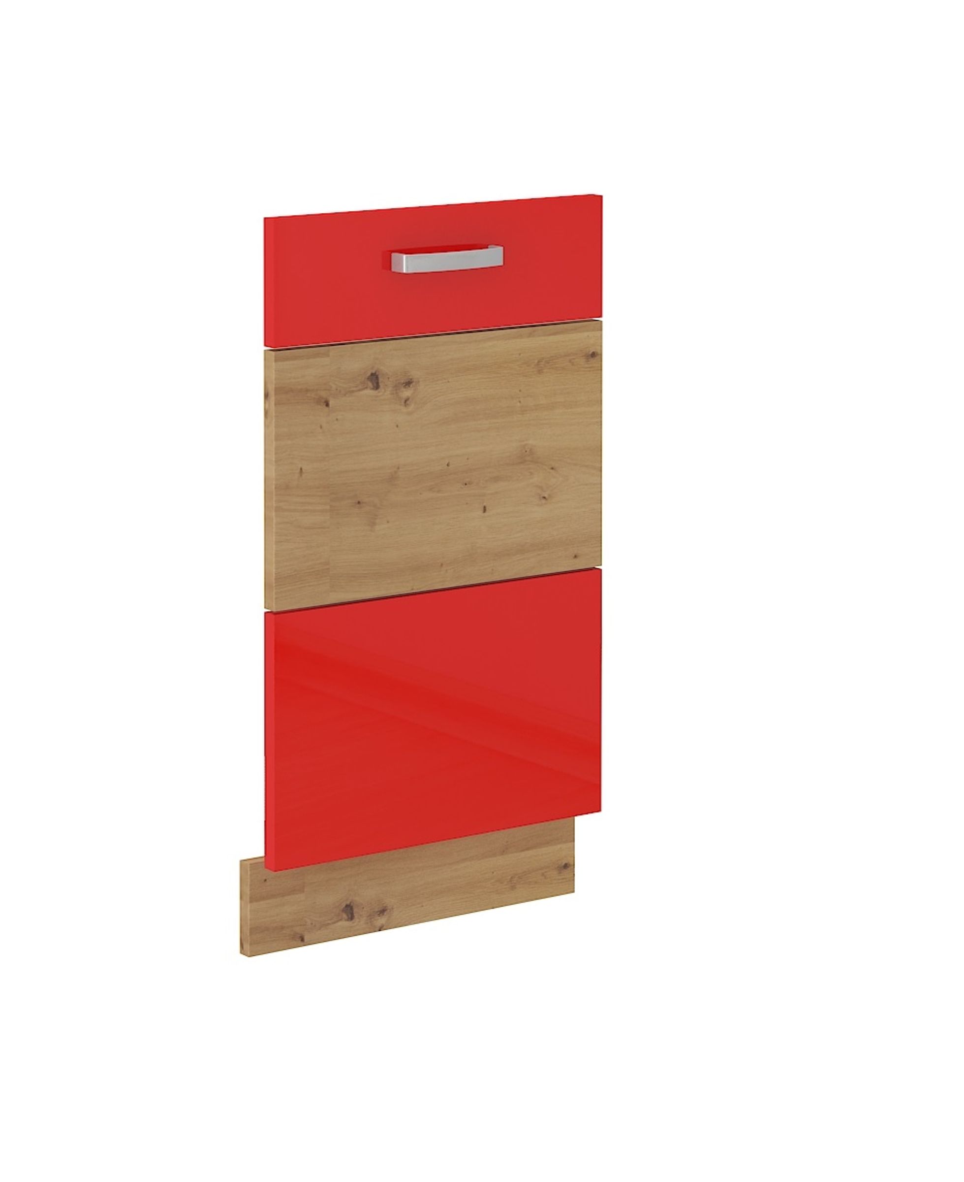 Frontblende f&uuml;r vollintegrierten Geschirrsp&uuml;ler 45 Eiche Artisan Rot Hochglanz 