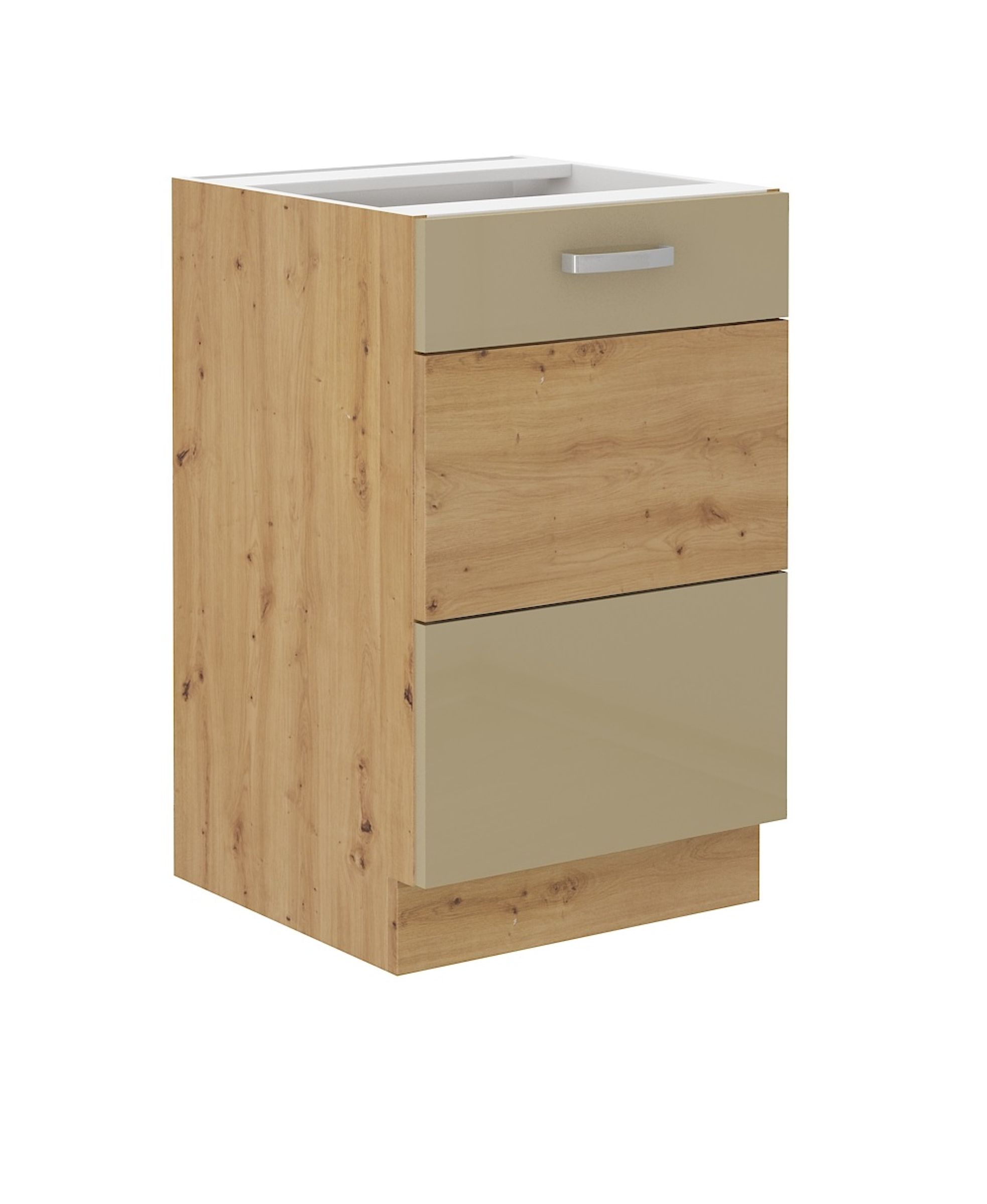 Sp&uuml;lenschrank 50 cm Eiche Artisan Cappuccino Glanz K&uuml;chenzeile K&uuml;chenblock K&uuml;che 