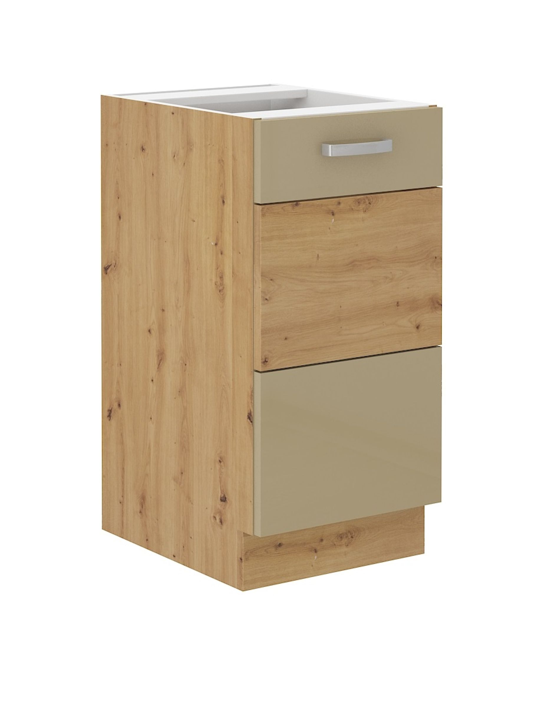 Unterschrank 40 Eiche Artisan Cappuccino Hochglanz K&uuml;chenzeile K&uuml;chenblock K&uuml;che 