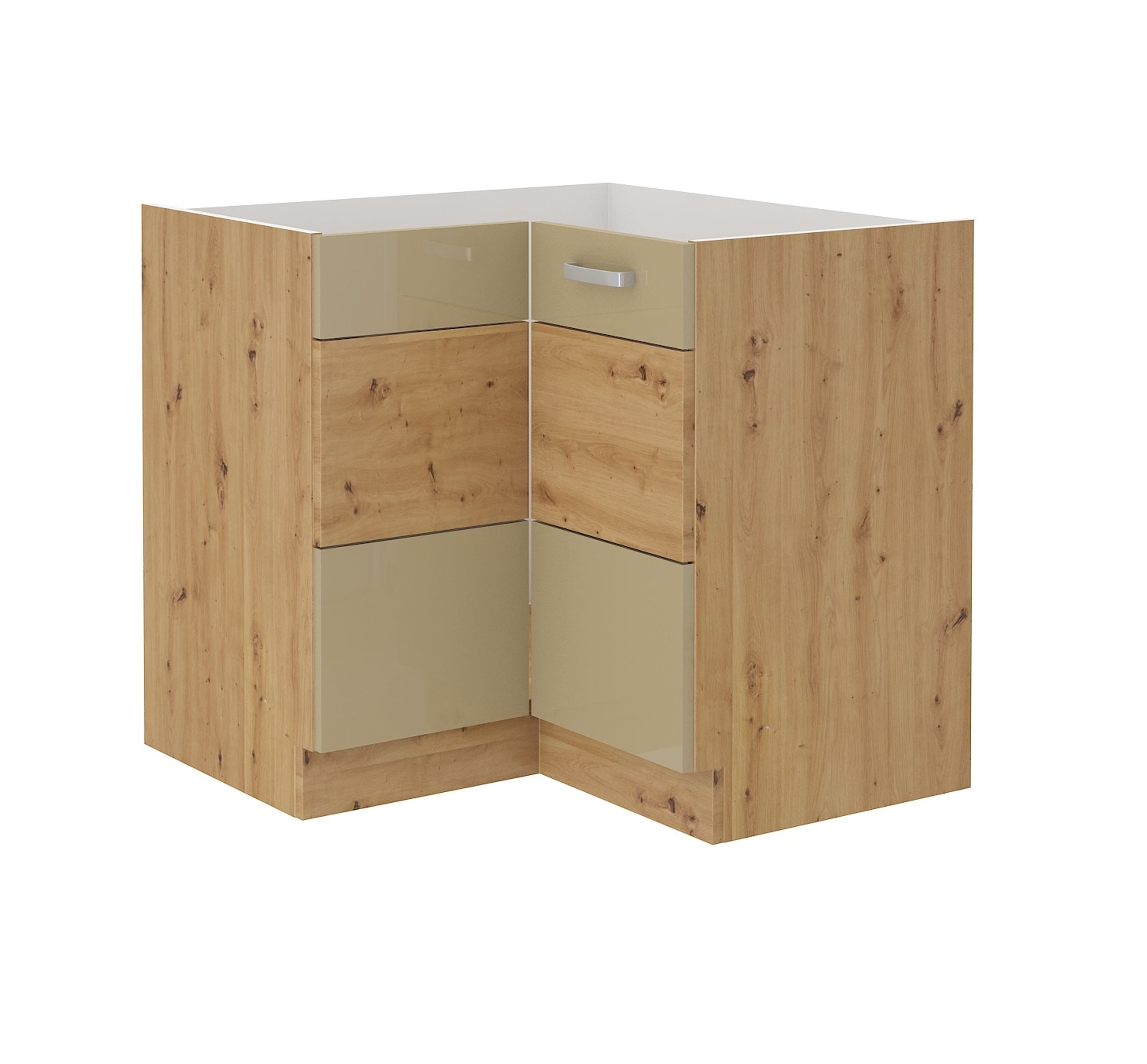 Eckunterschrank 90x90 Eiche Artisan Cappuccino Hochglanz K&uuml;chenzeile K&uuml;chenblock 