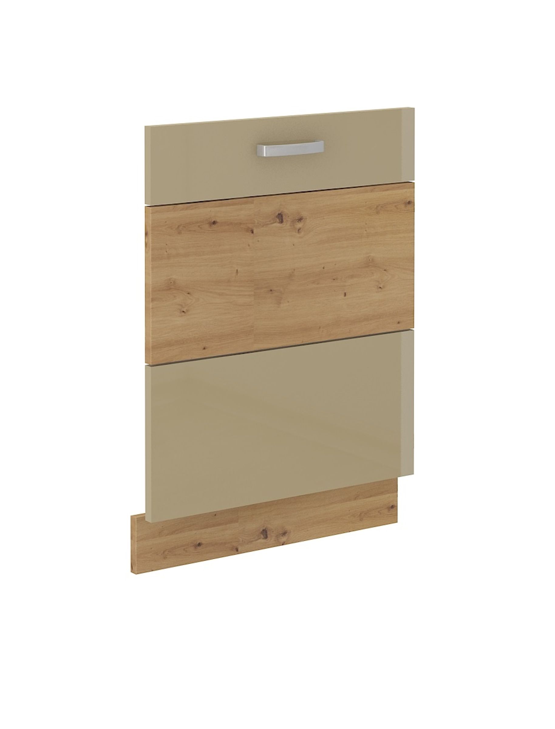 Frontblende vollintegrierten Geschirrsp&uuml;ler 60 Eiche Artisan + Cappuccino Glanz 