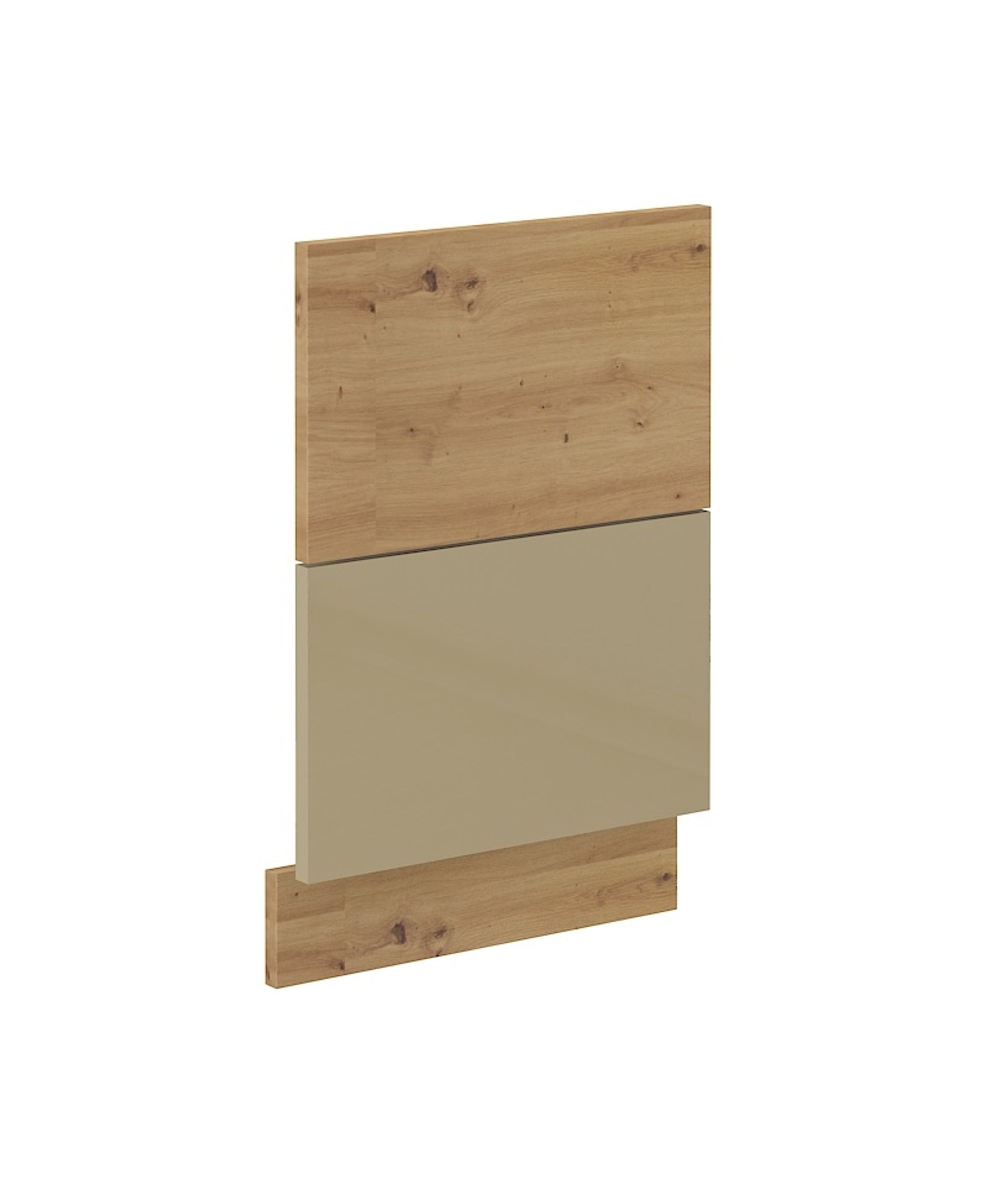 Frontblende f&uuml;r integrierten Geschirrsp&uuml;ler 45 Eiche Artisan + Cappuccino Glanz 