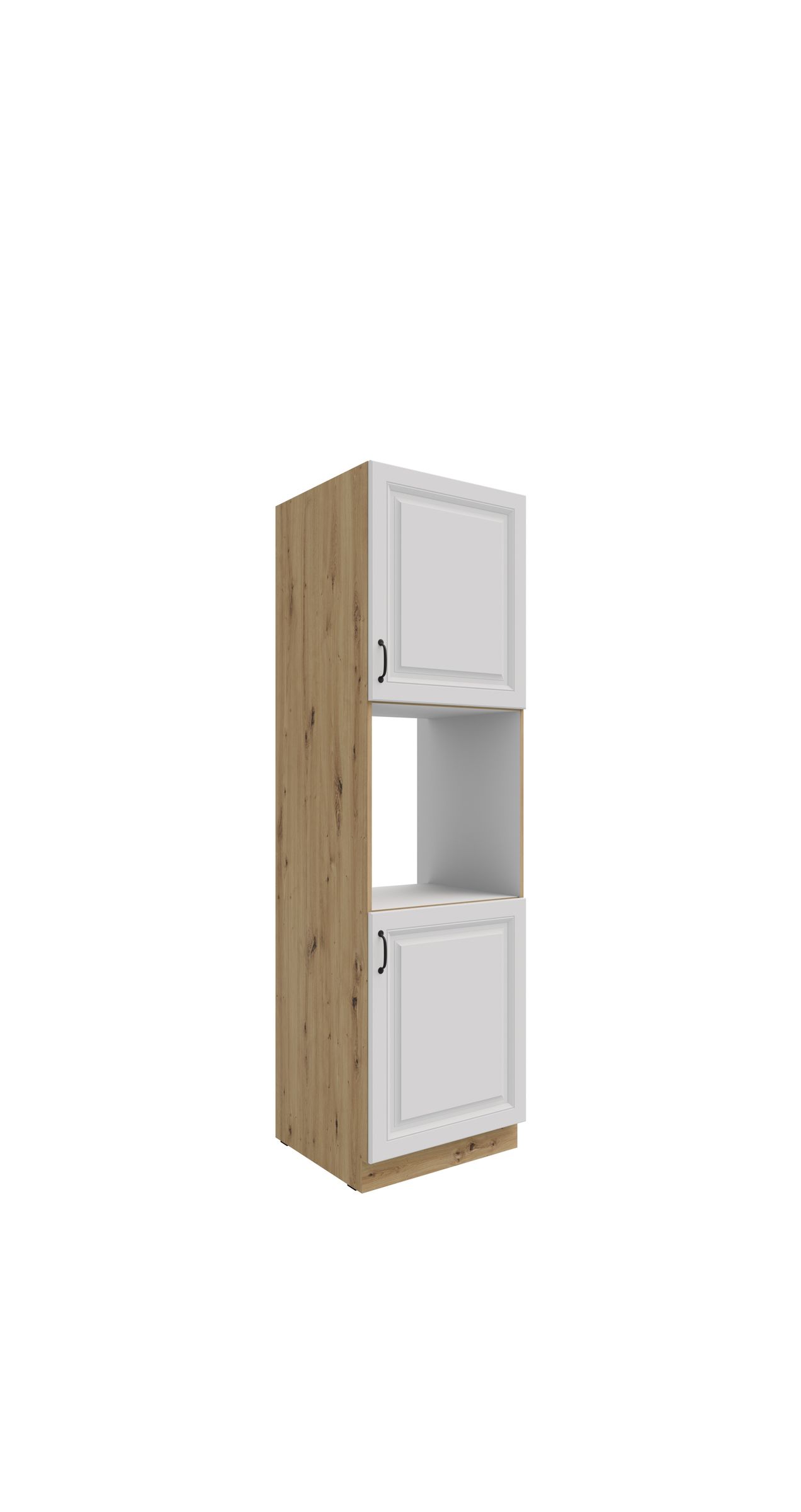 K&uuml;chen Hochschrank 60 cm Stilo Weiss + Eiche Artisan K&uuml;chenzeile K&uuml;chenblock 