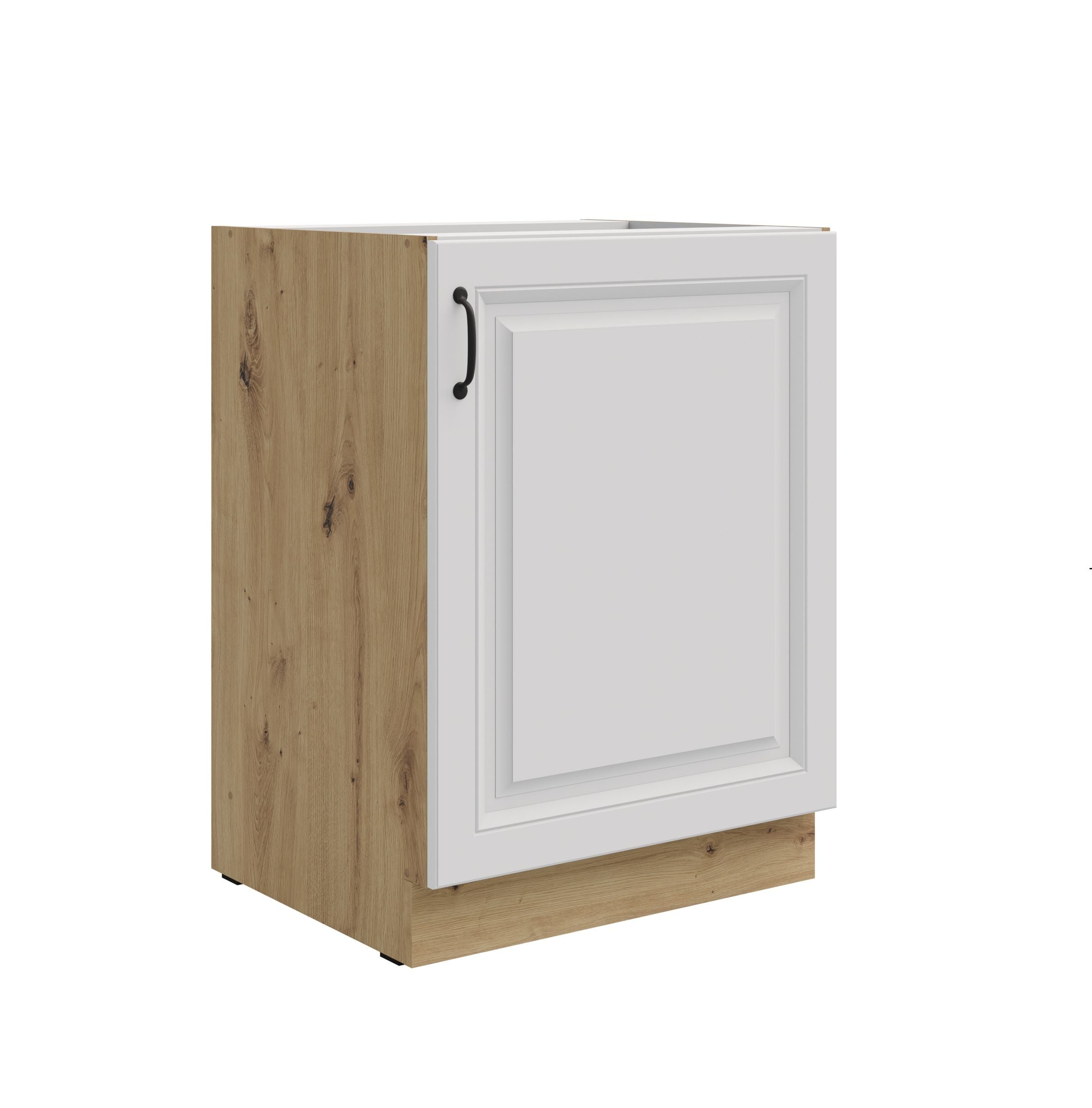 Unterschrank 60 cm Stilo Weiss + Eiche Artisan K&uuml;chenzeile K&uuml;chenblock K&uuml;che 