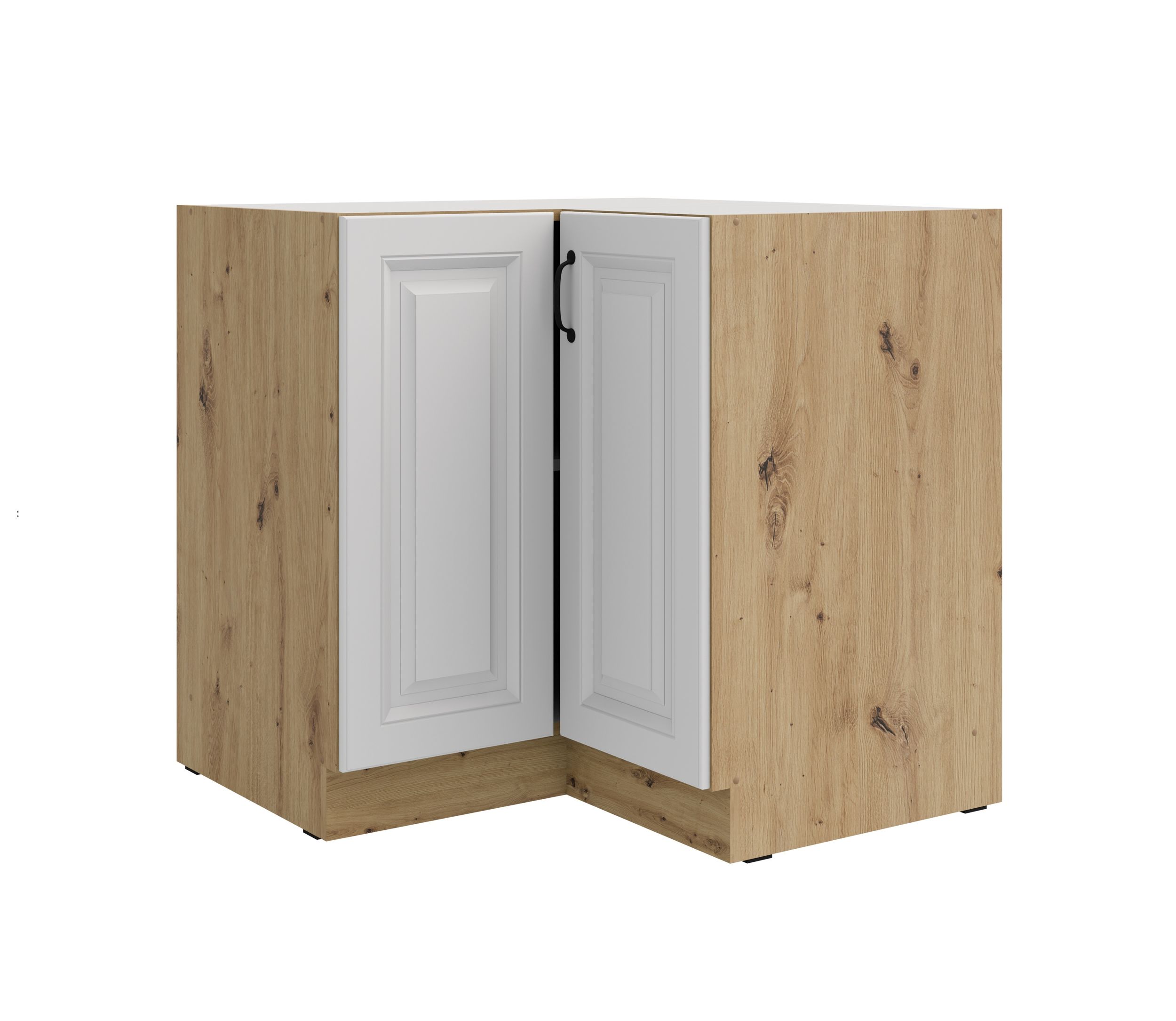 Eckunterschrank 90x90 cm Stilo Wei&szlig; Eiche Artisan K&uuml;chenzeile K&uuml;chenblock K&uuml;che 