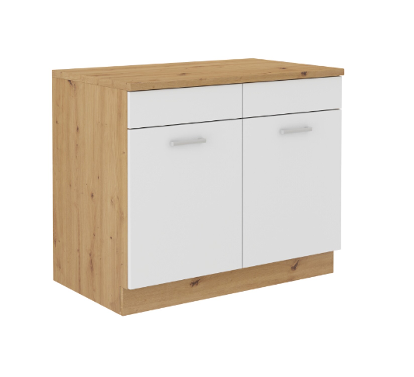 Spülenschrank Buffet Küche Mario 100 Küchenzeile Einbauküche Weiss Eiche Artisan