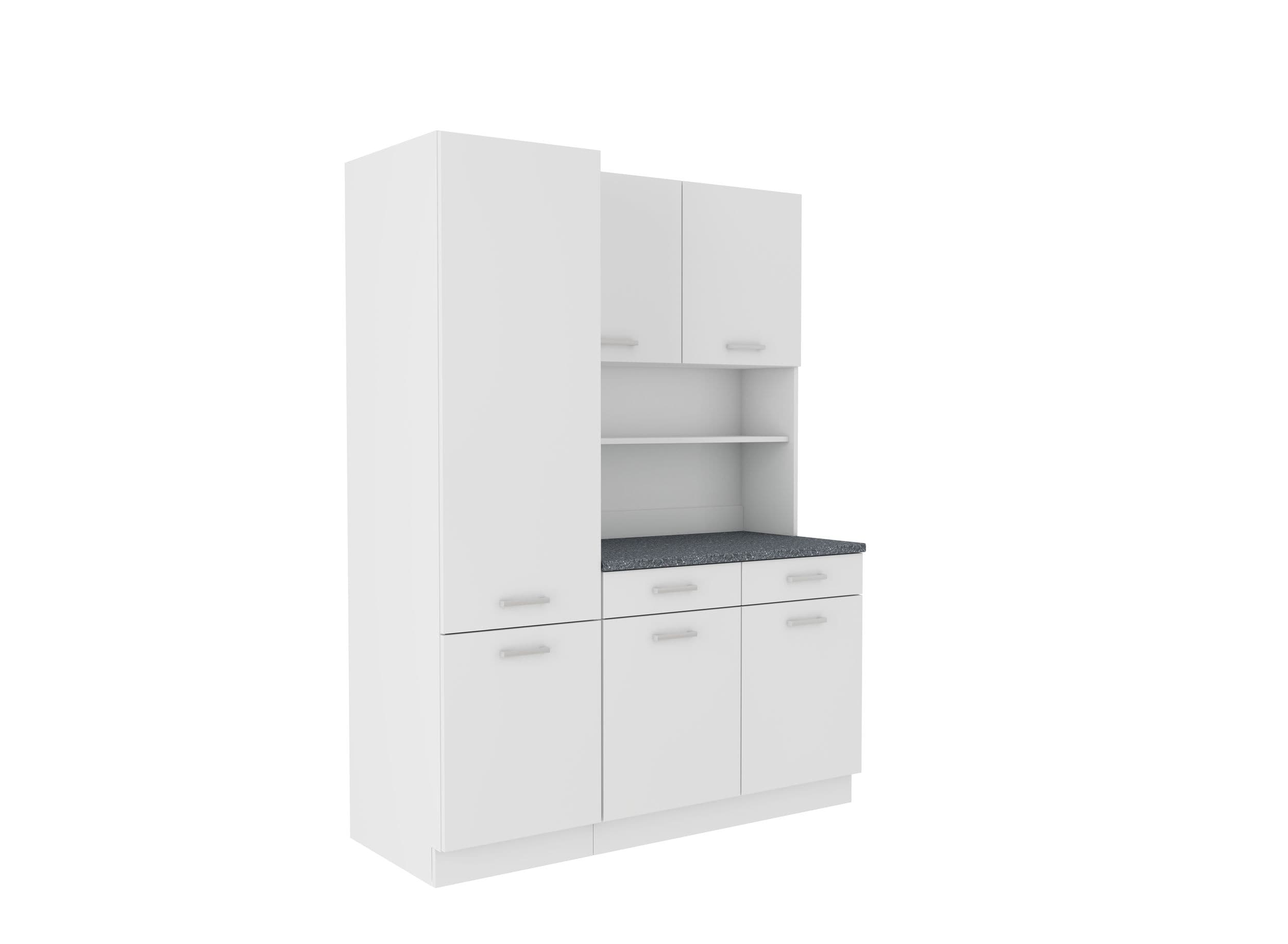 Buffet K&uuml;che Mario 150 cm K&uuml;chenzeile K&uuml;chenblock Einbauk&uuml;che Weiss 