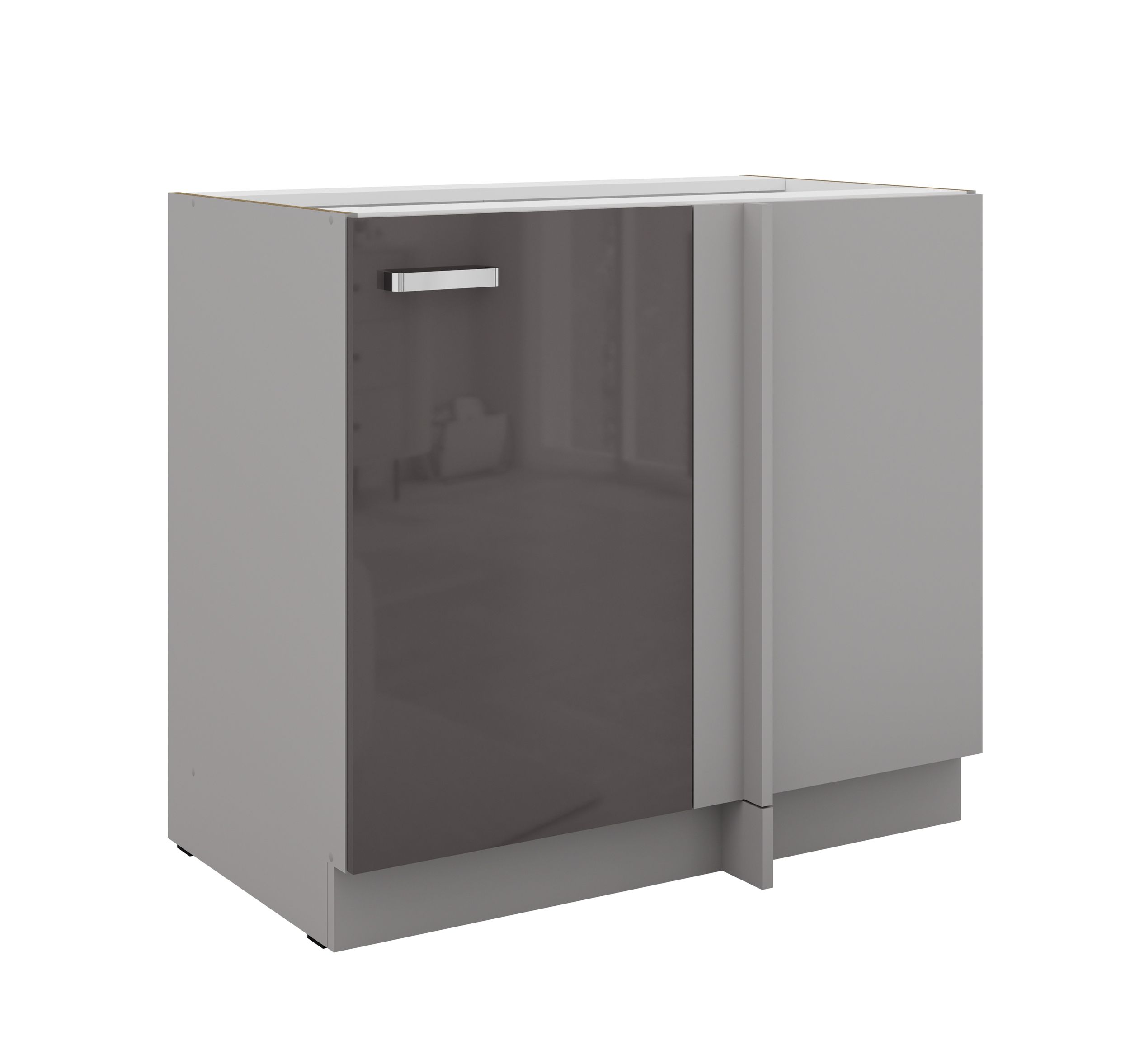 Eckunterschrank 105 Bianca Grau Hochglanz K&uuml;chenzeile K&uuml;chenblock K&uuml;che Grey 