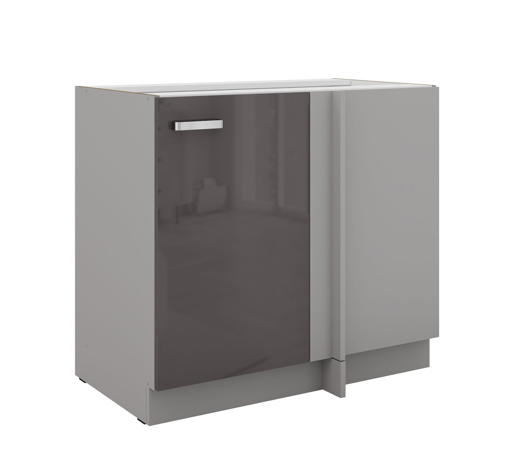 Eckunterschrank 105 Bianca Grau Hochglanz Küchenzeile Küchenblock Küche Grey