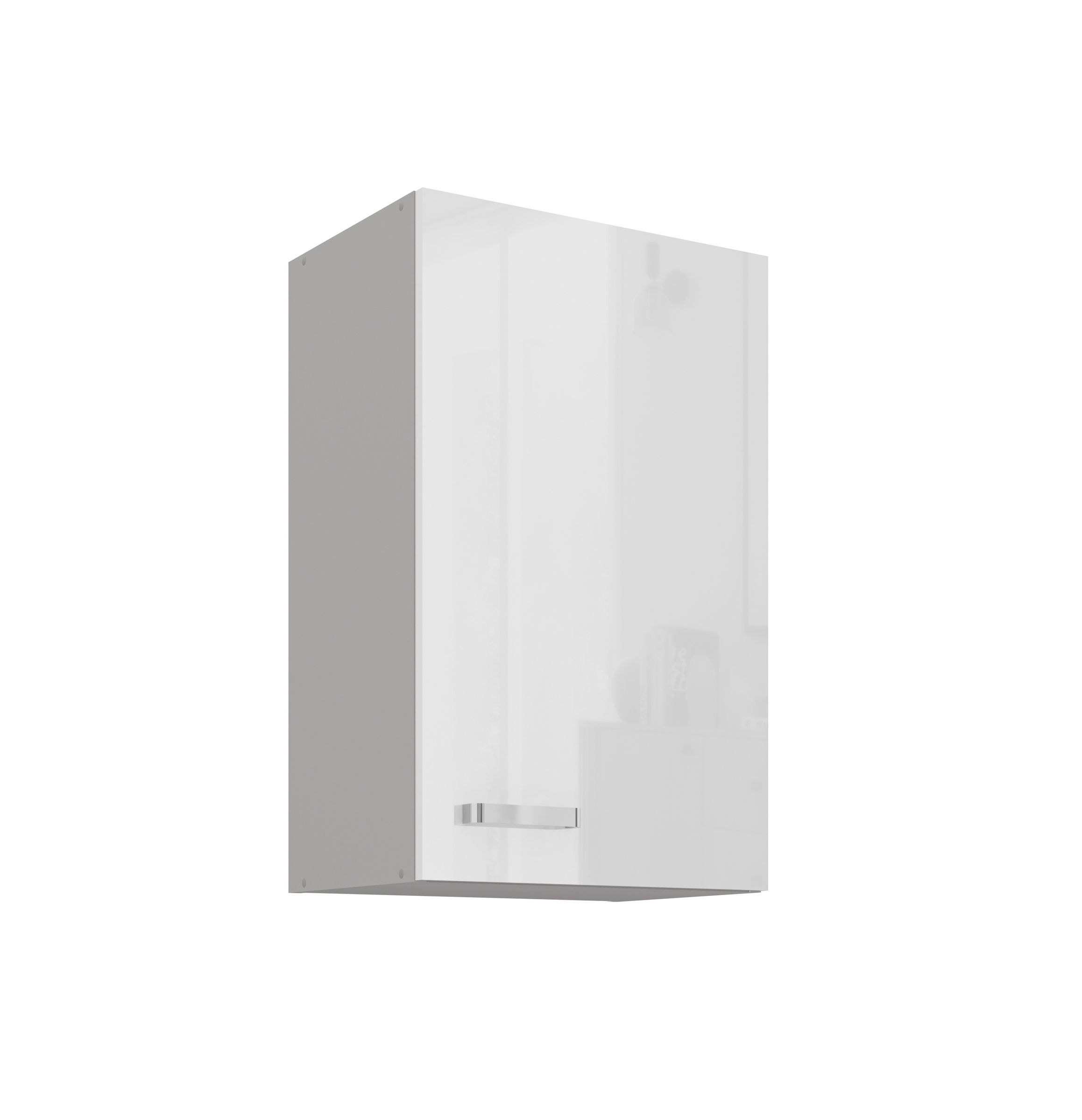 K&uuml;che H&auml;ngeschrank 45 Bianca Wei&szlig; Hochglanz + Grau K&uuml;chenzeile K&uuml;chenblock 