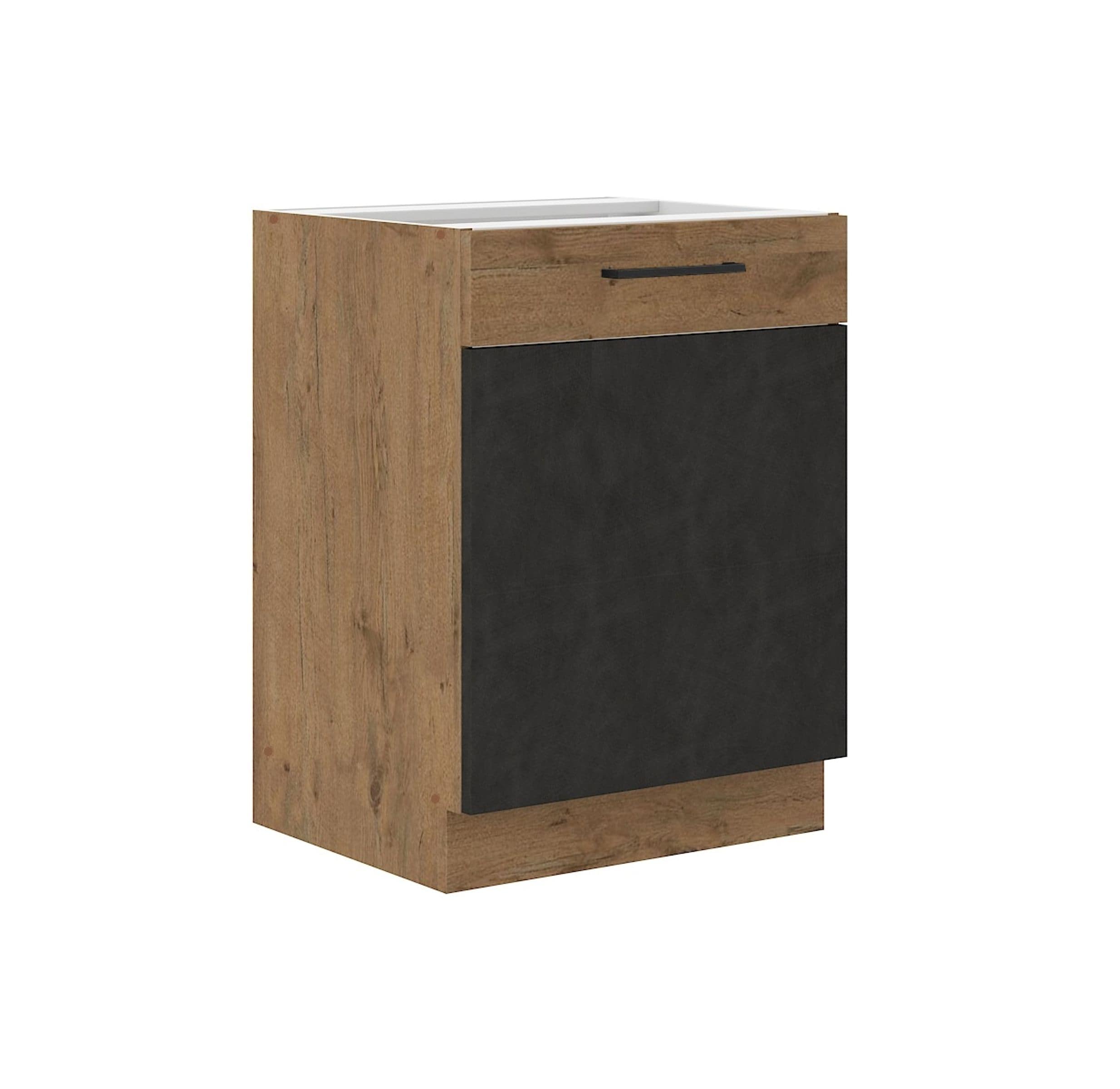 Vigo Unterschrank 60 cm Eiche Lancelot Matera Grau K&uuml;chenzeile K&uuml;chenblock K&uuml;che 