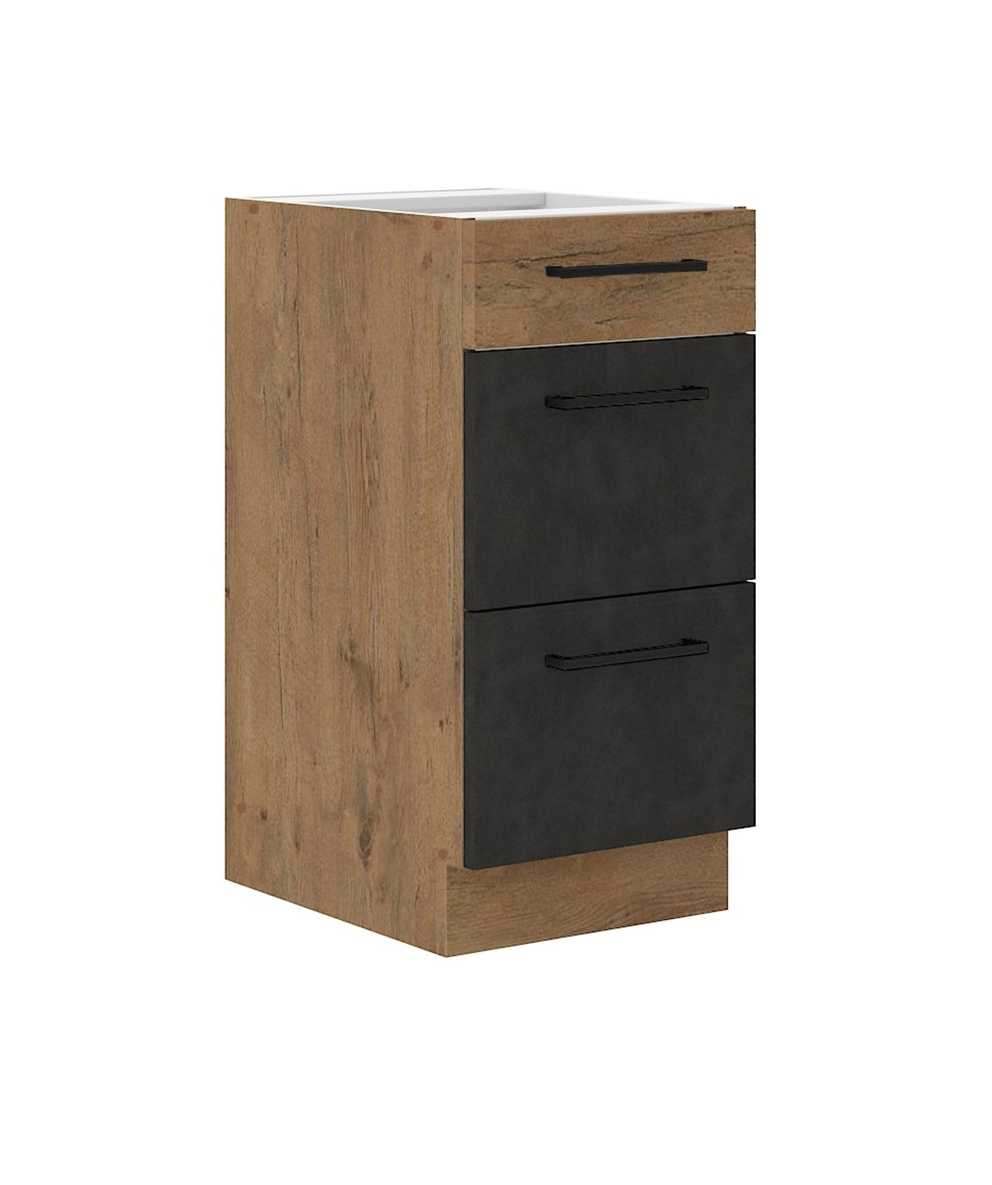 Vigo Unterschrank 40 cm Eiche Lancelot Matera Grau K&uuml;chenzeile Soft-Close K&uuml;che 