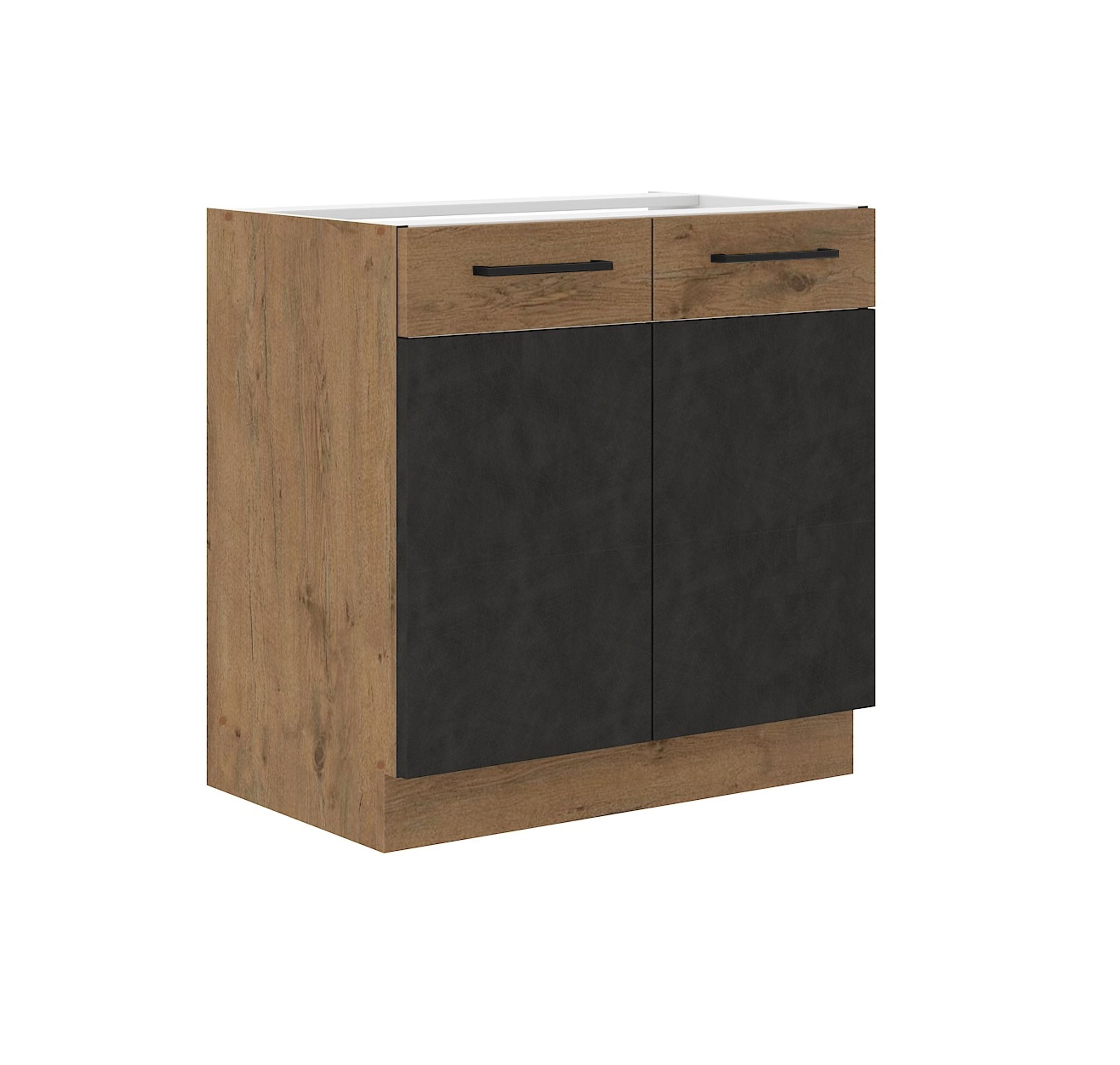 Vigo Unterschrank 80 cm Eiche Lancelot Matera Grau K&uuml;chenzeile K&uuml;chenblock K&uuml;che 