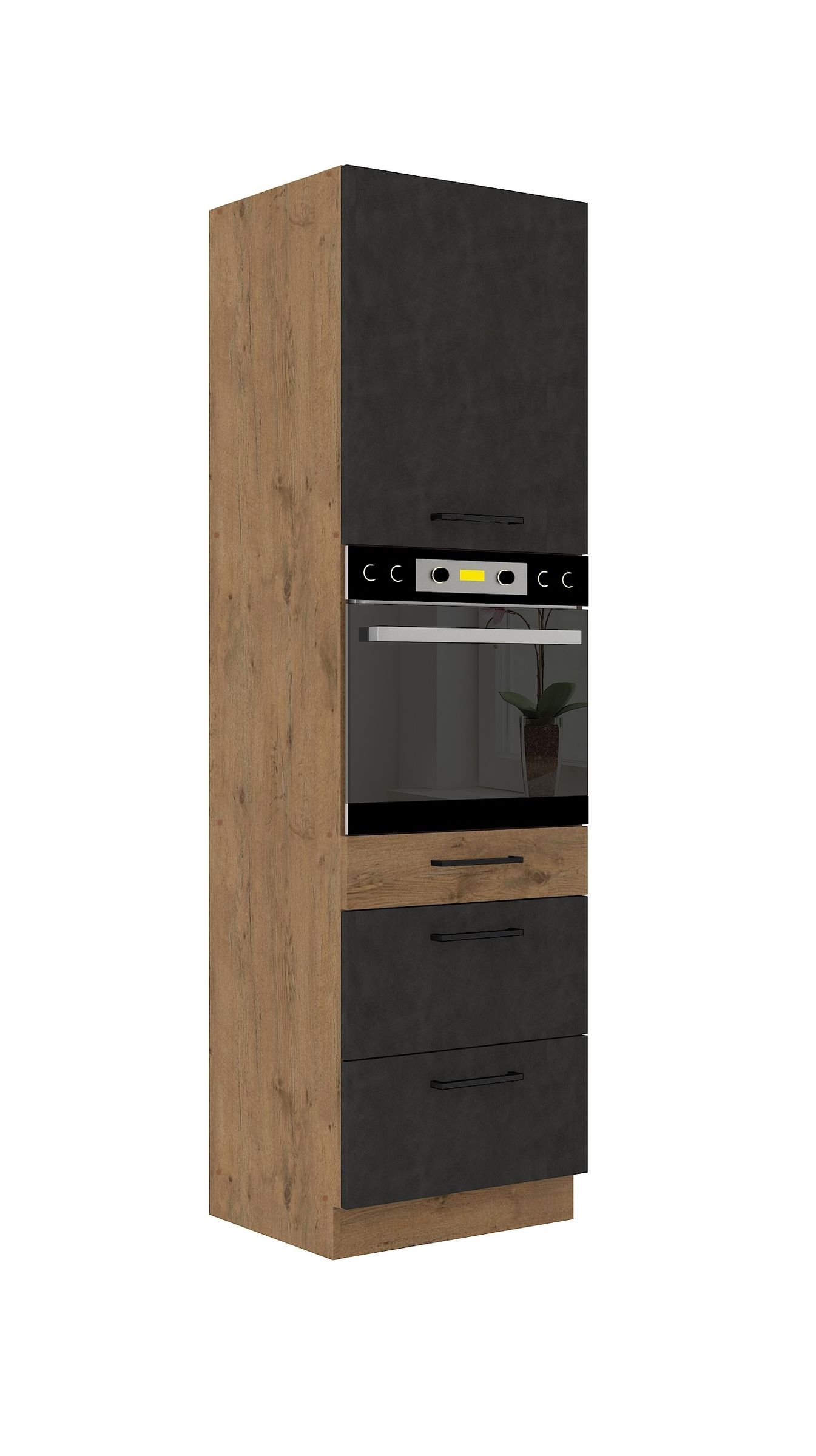 Vigo Hochschrank 60 cm Eiche Lancelot Matera Grau K&uuml;chenzeile K&uuml;chenblock K&uuml;che 