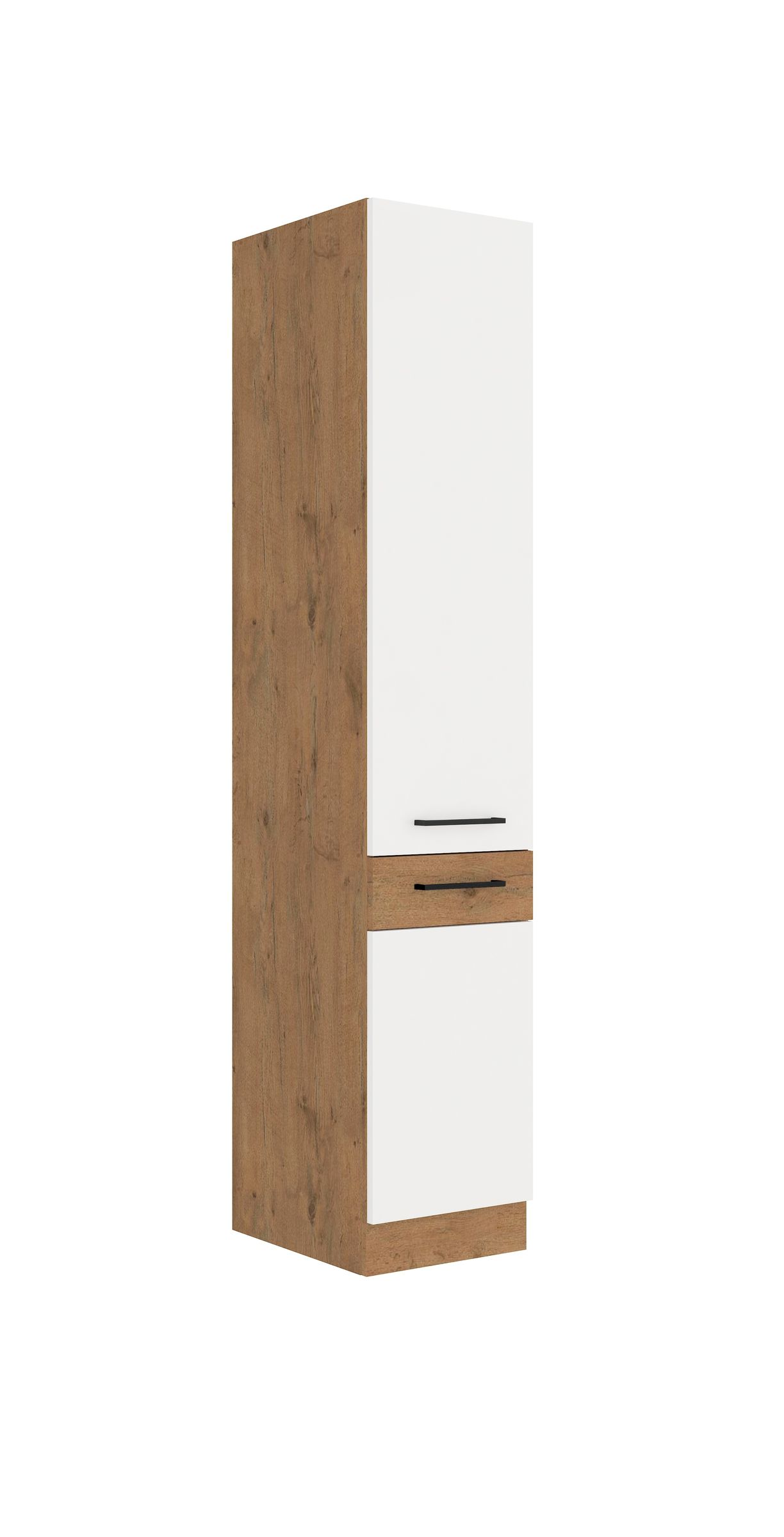 Vigo Hochschrank 40 Eiche Lancelot Wei&szlig; Hochglanz K&uuml;chenzeile K&uuml;chenblock K&uuml;che 