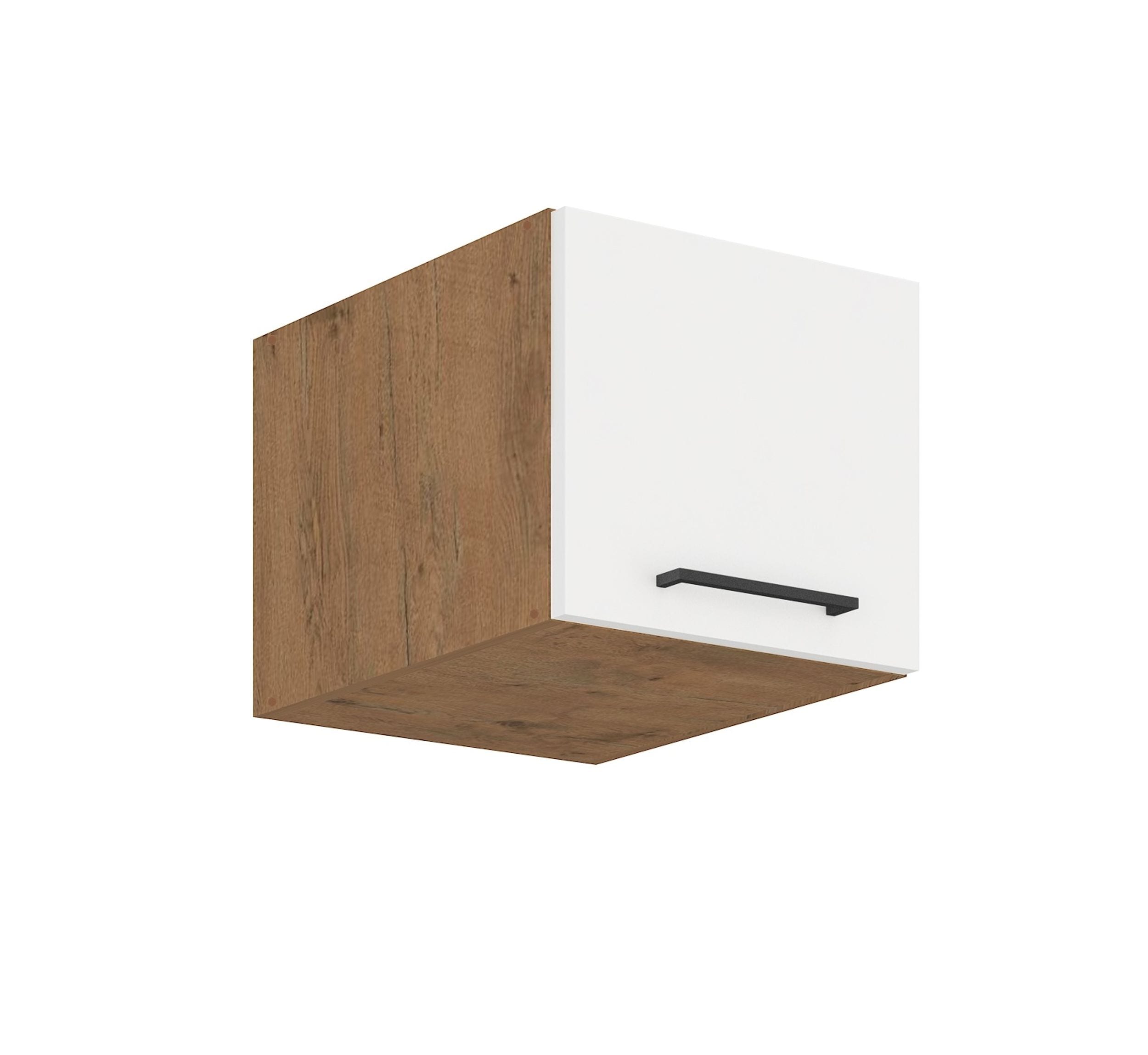 Vigo Aufsatzschrank Hochschrank 40 cm Eiche Lancelot Wei&szlig; Hochglanz K&uuml;chenzeile 