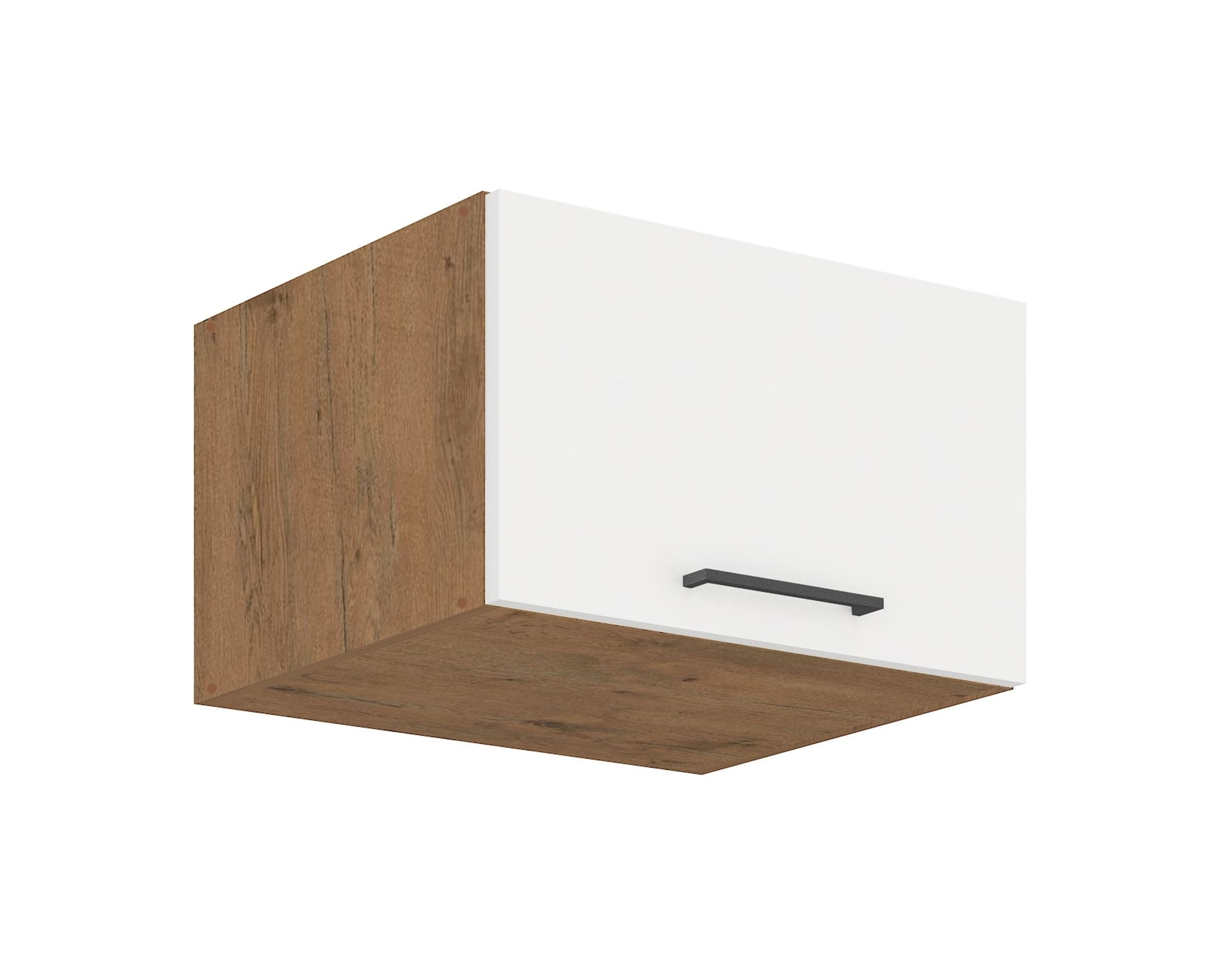 Vigo Aufsatzschrank Hochschrank 60 cm Eiche Lancelot Wei&szlig; Hochglanz K&uuml;chenzeile 