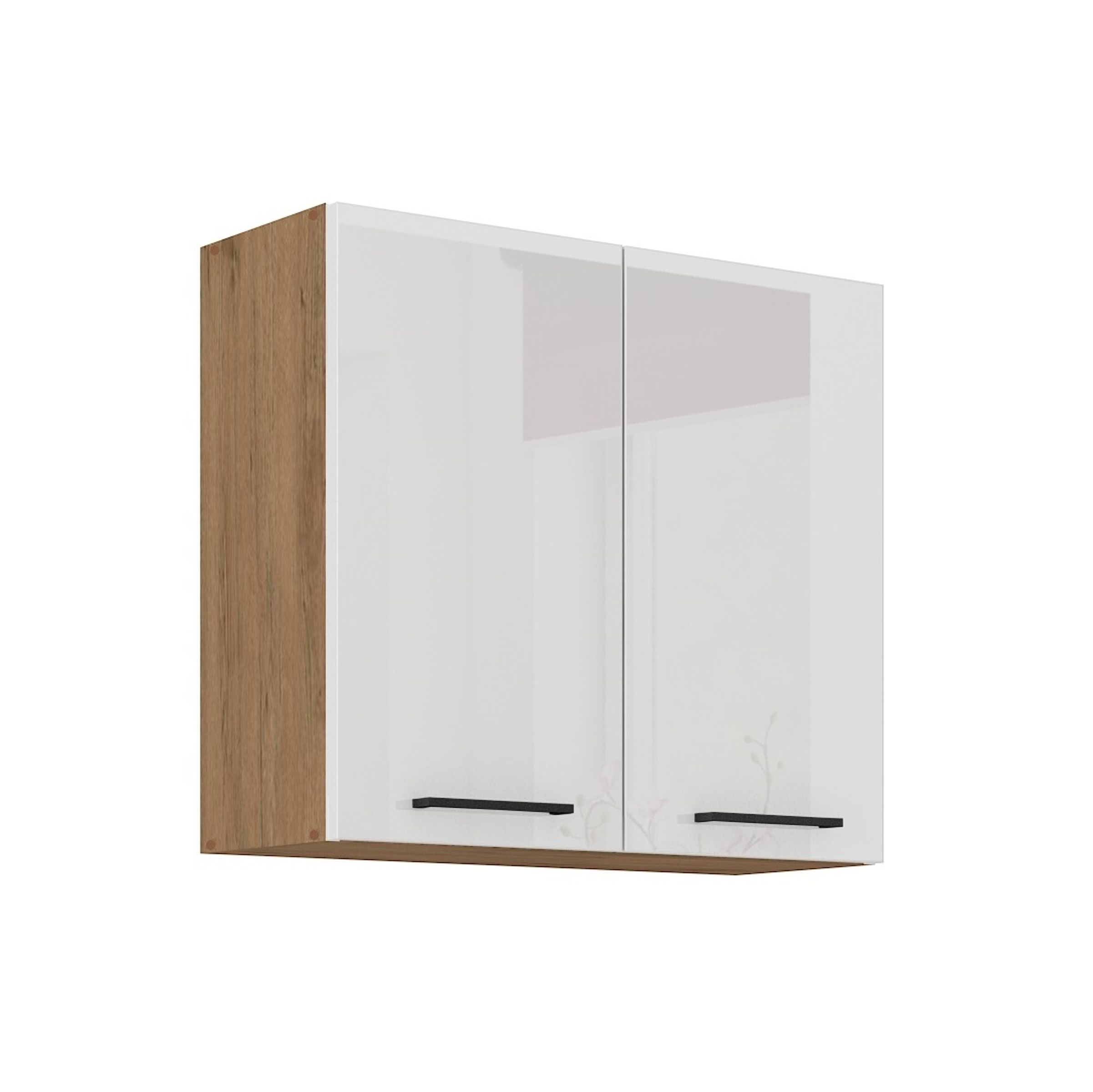 Vigo H&auml;ngeschrank 80 Eiche Lancelot Wei&szlig; Hochglanz K&uuml;chenzeile K&uuml;chenblock K&uuml;che 