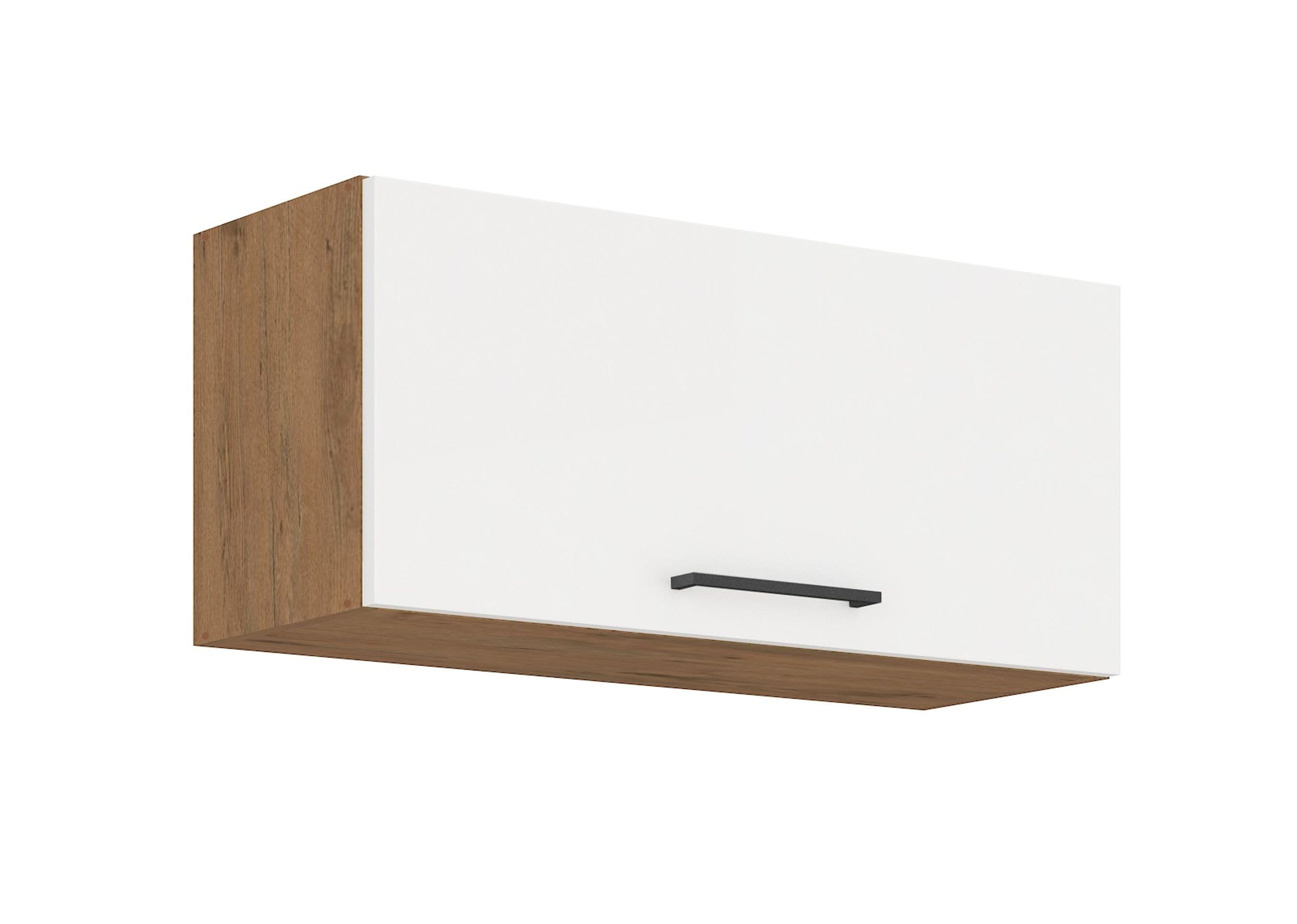 Vigo Kurzh&auml;ngeschrank 80 Eiche Lancelot Wei&szlig; Hochglanz K&uuml;chenzeile K&uuml;chenblock 