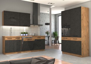 Küche VIGO Matera Grau Lancelot 220 + 120 cm Küchenzeile Küchenblock Einbauküche 