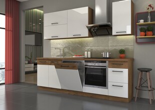 Küche VIGO Basic Weiß Hochglanz Lancelot 240 Küchenzeile Küchenblock Einbauküche 