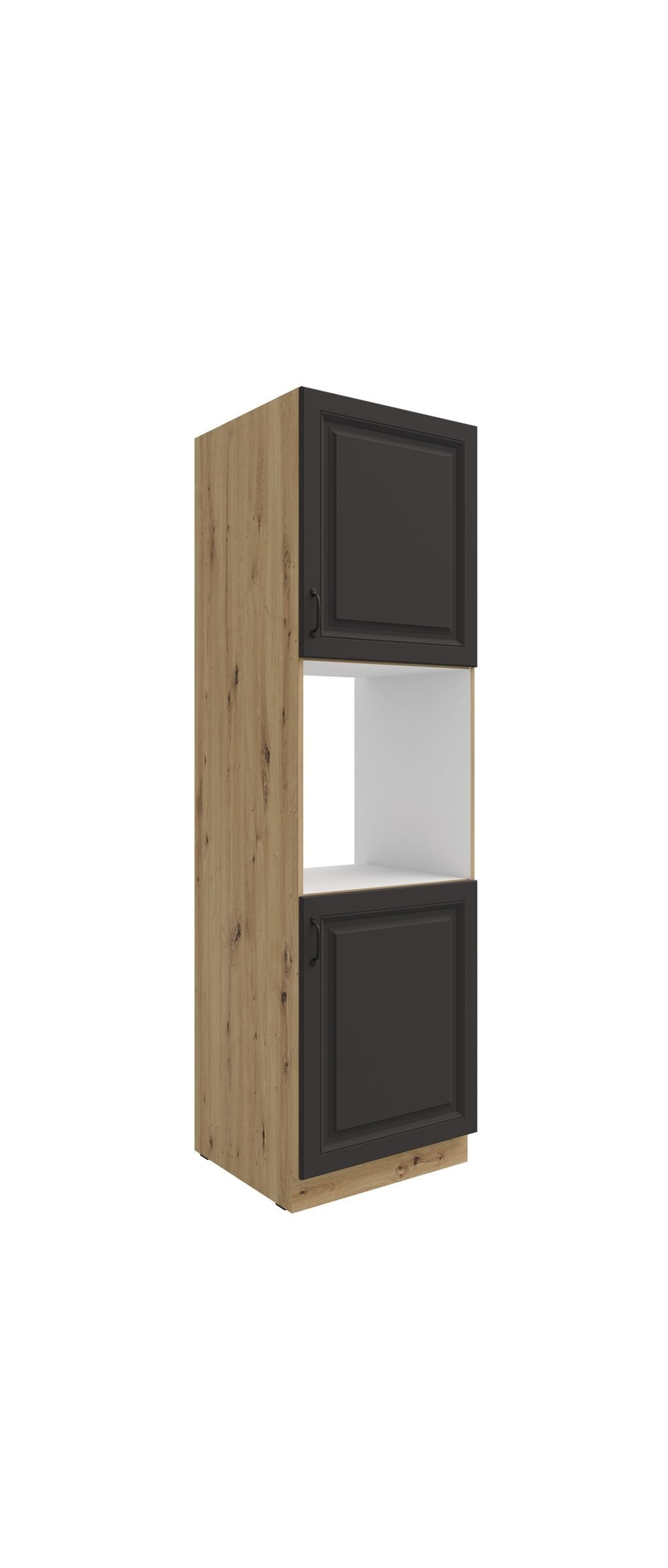 K&uuml;chen Hochschrank 60 cm Stilo Grau + Eiche Artisan K&uuml;chenzeile K&uuml;chenblock 