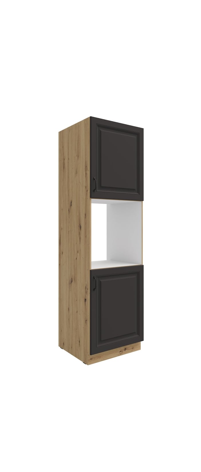 Küchen Hochschrank 60 cm Stilo Grau + Eiche Artisan Küchenzeile Küchenblock