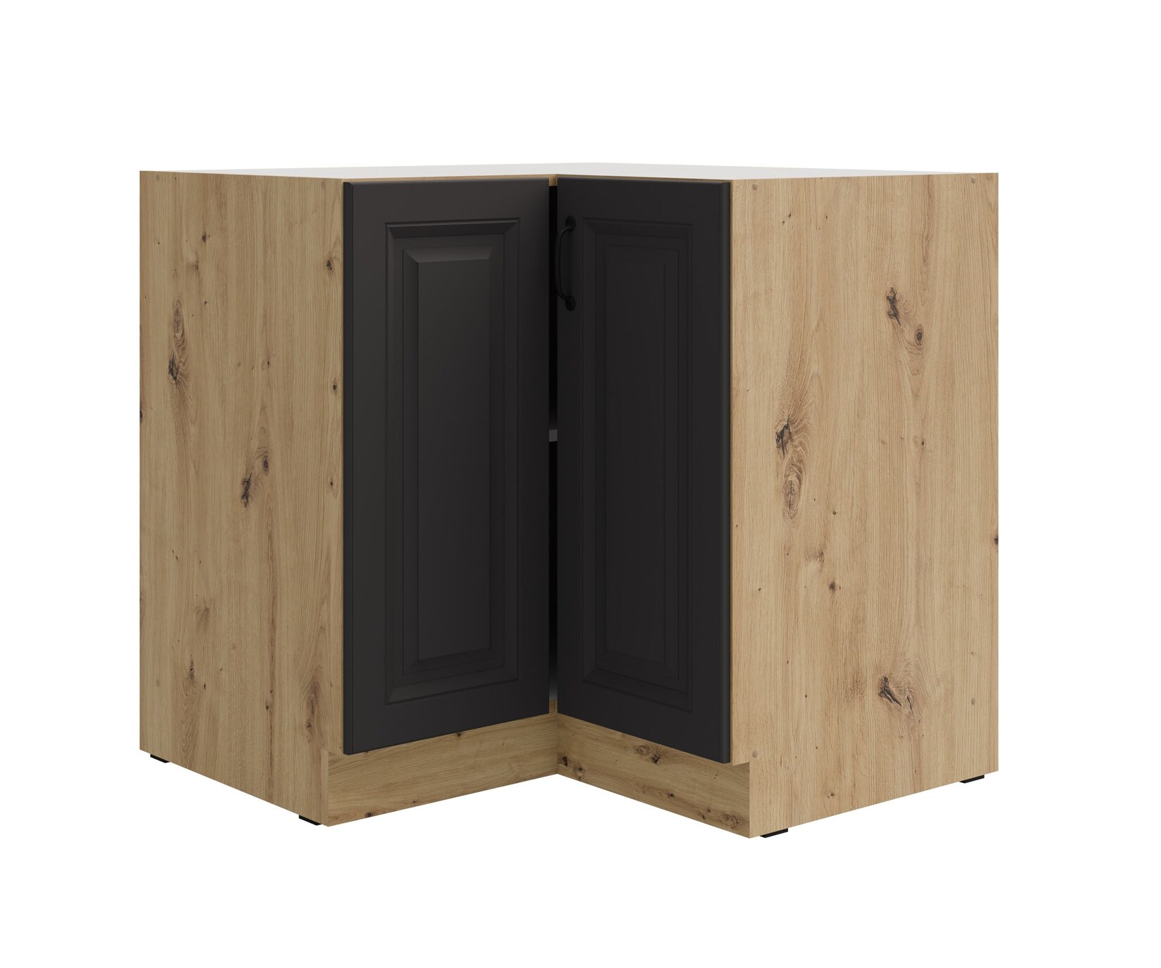 Eckunterschrank 90x90 cm Stilo Grau Eiche Artisan Küchenzeile Küchenblock Küche