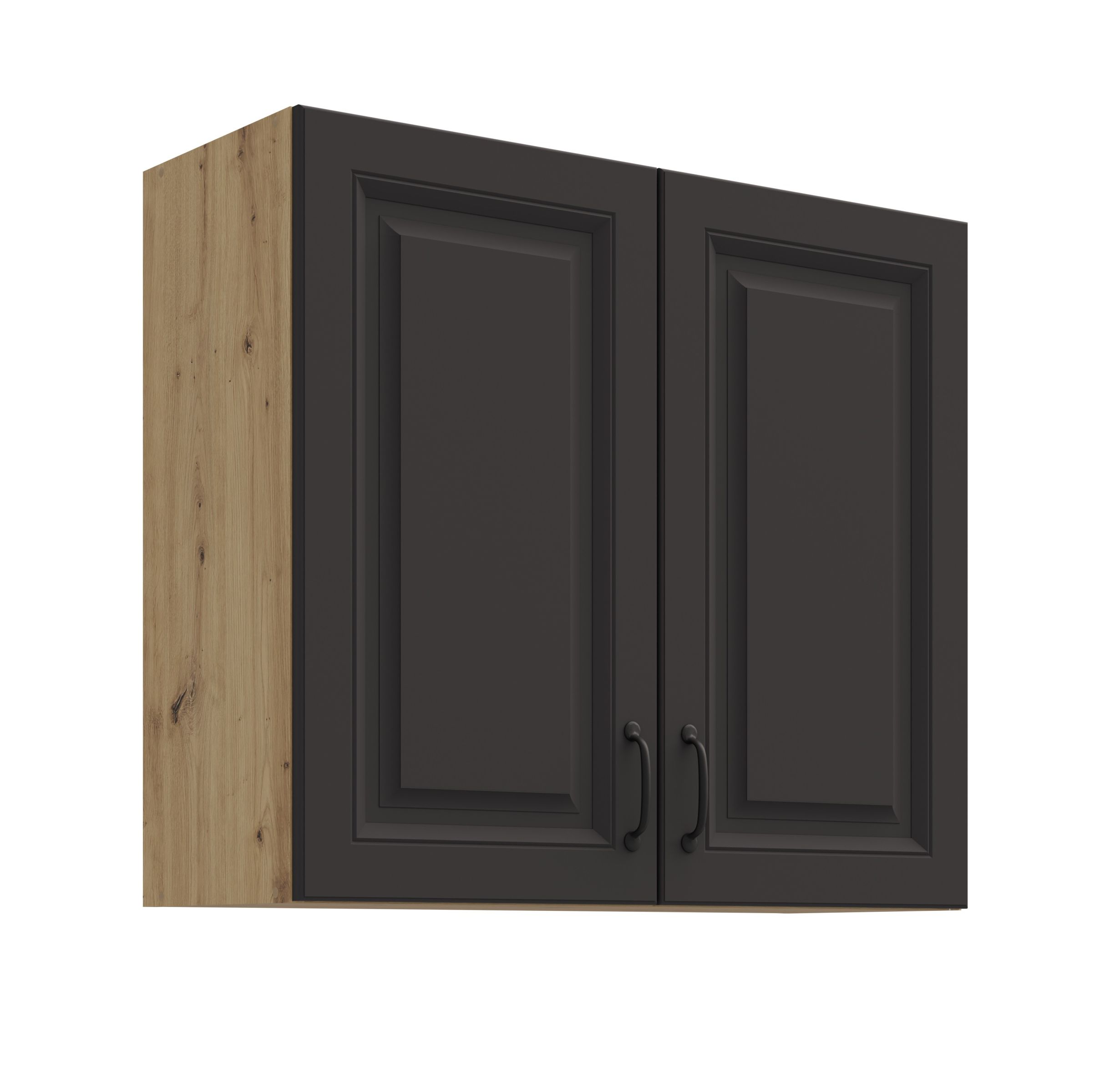 H&auml;ngeschrank 80 cm Stilo Grau + Eiche Artisan K&uuml;chenzeile K&uuml;chenblock K&uuml;che 