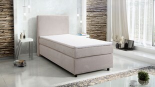 Boxspringbett Hotelbett 90x200 Bonellfederkern Bett Topper Paxos Cordstoff beige 
