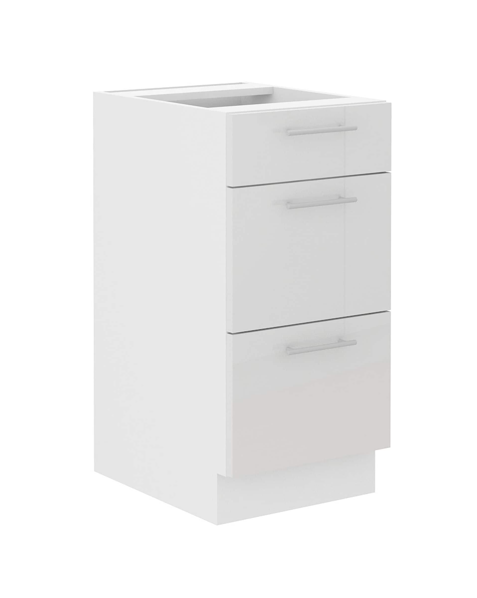 Unterschrank 40 Lara Wei&szlig; Hochglanz K&uuml;chenzeile K&uuml;chenblock K&uuml;che Soft-Close 