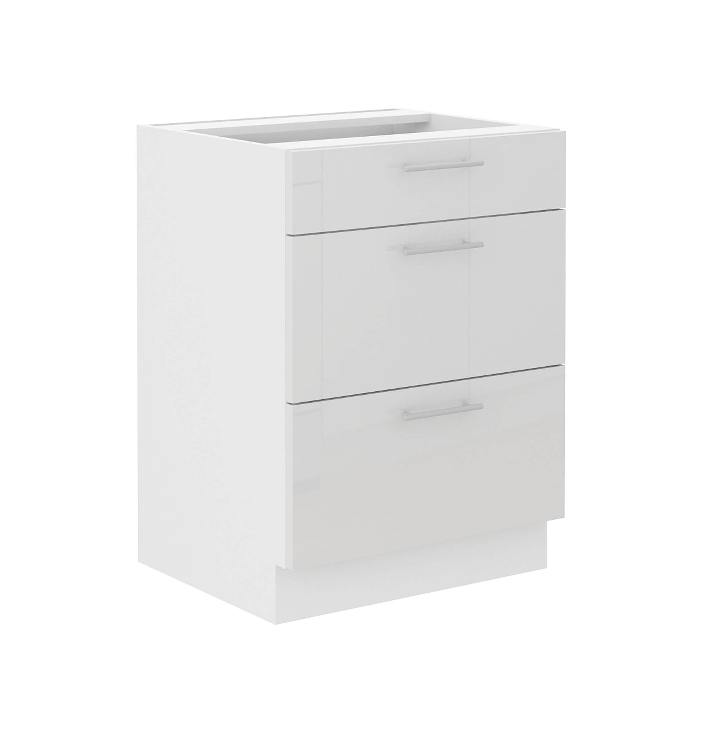 Unterschrank 60 Lara Wei&szlig; Hochglanz K&uuml;chenzeile K&uuml;chenblock K&uuml;che Soft-Close 